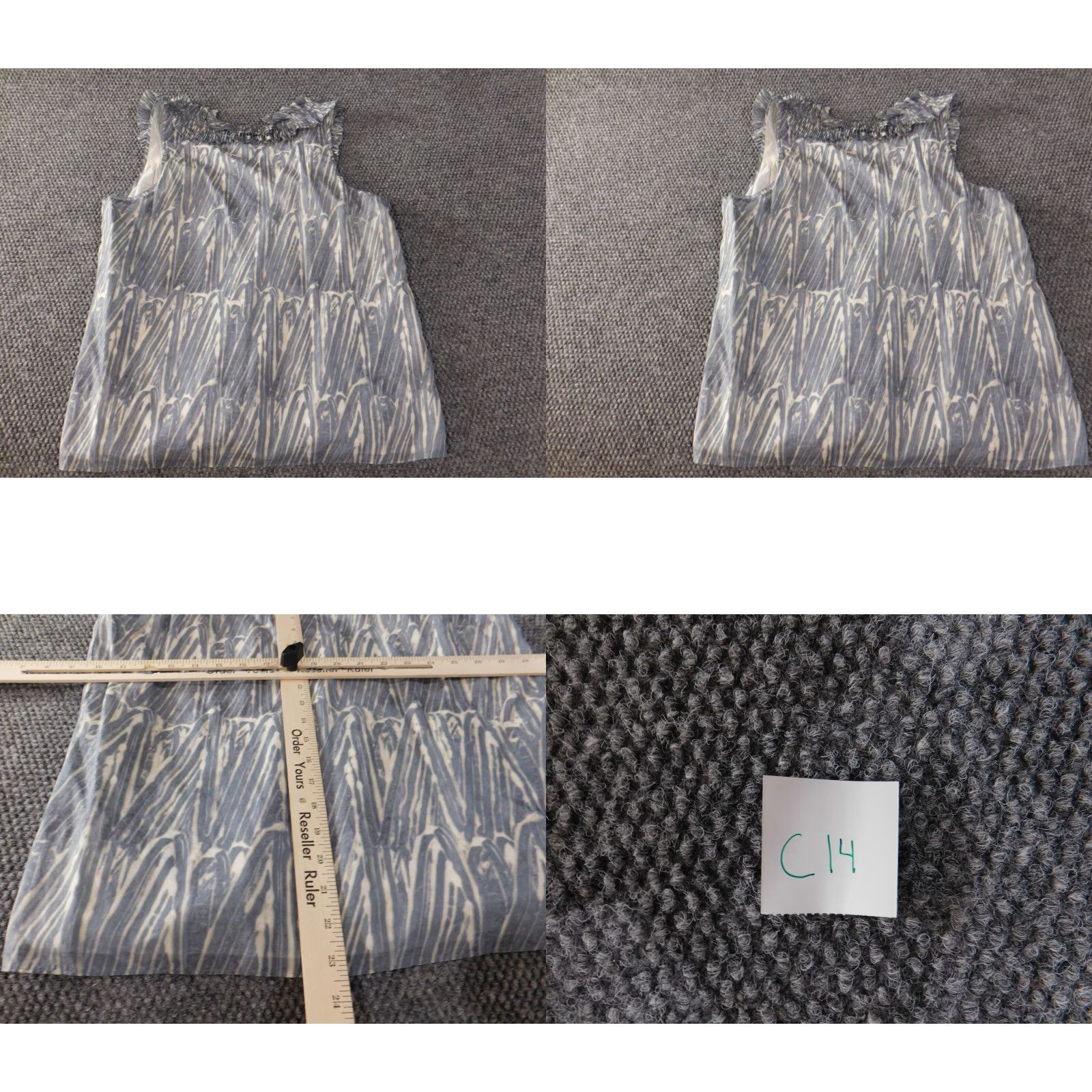 Banana Republic Banana Republic Blouse Womens L Blue Geometric Lined Pullover Sleeveless Cap Neck Round Neck Rayon Cotton Silk Ruffle Casual Basic Classic Size L / US 10 / IT 46 - 8 Thumbnail