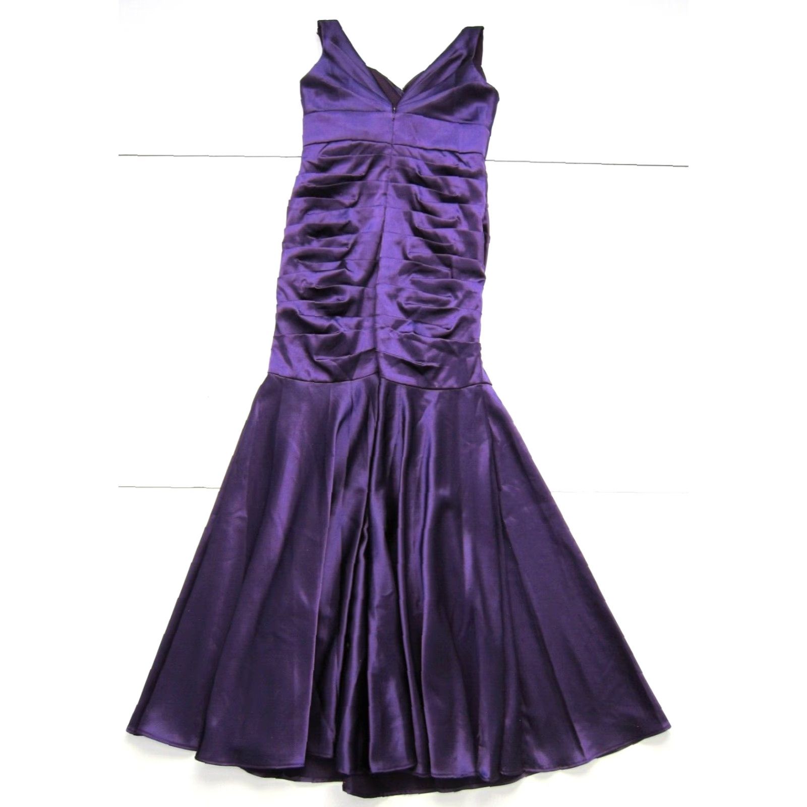 Vintage Vtg Cinderella Divine Purple Satin Ruched V-Neck Floral Mermaid Gown Dress M Size M / US 6-8 / IT 42-44 - 3 Thumbnail