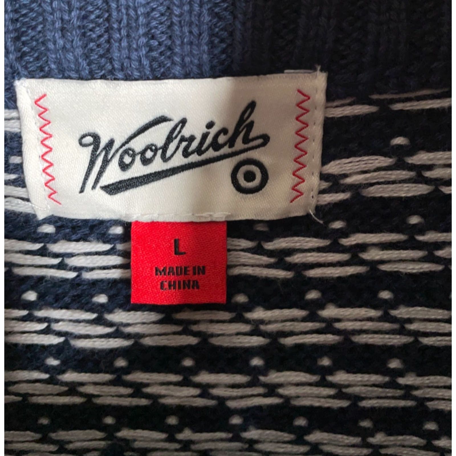 Vintage Woolrich Target Nordic Sweater Men's Large Dark Blue Birdseye Cotton Knit Henley Size US L / EU 52-54 / 3 - 3 Thumbnail