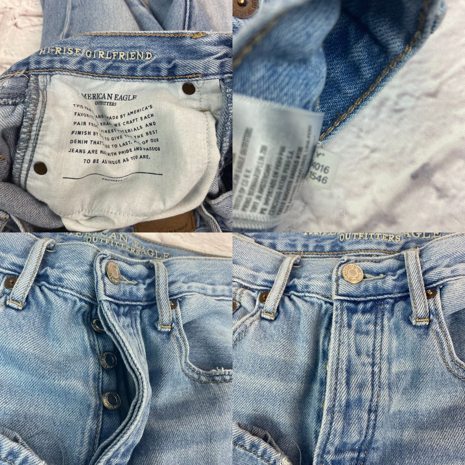 American Eagle Outfitters American Eagle Womens Girlfriend Jeans Size 2 Distressed Button Fly Size 26" / US 2 / IT 38 - 8 Thumbnail