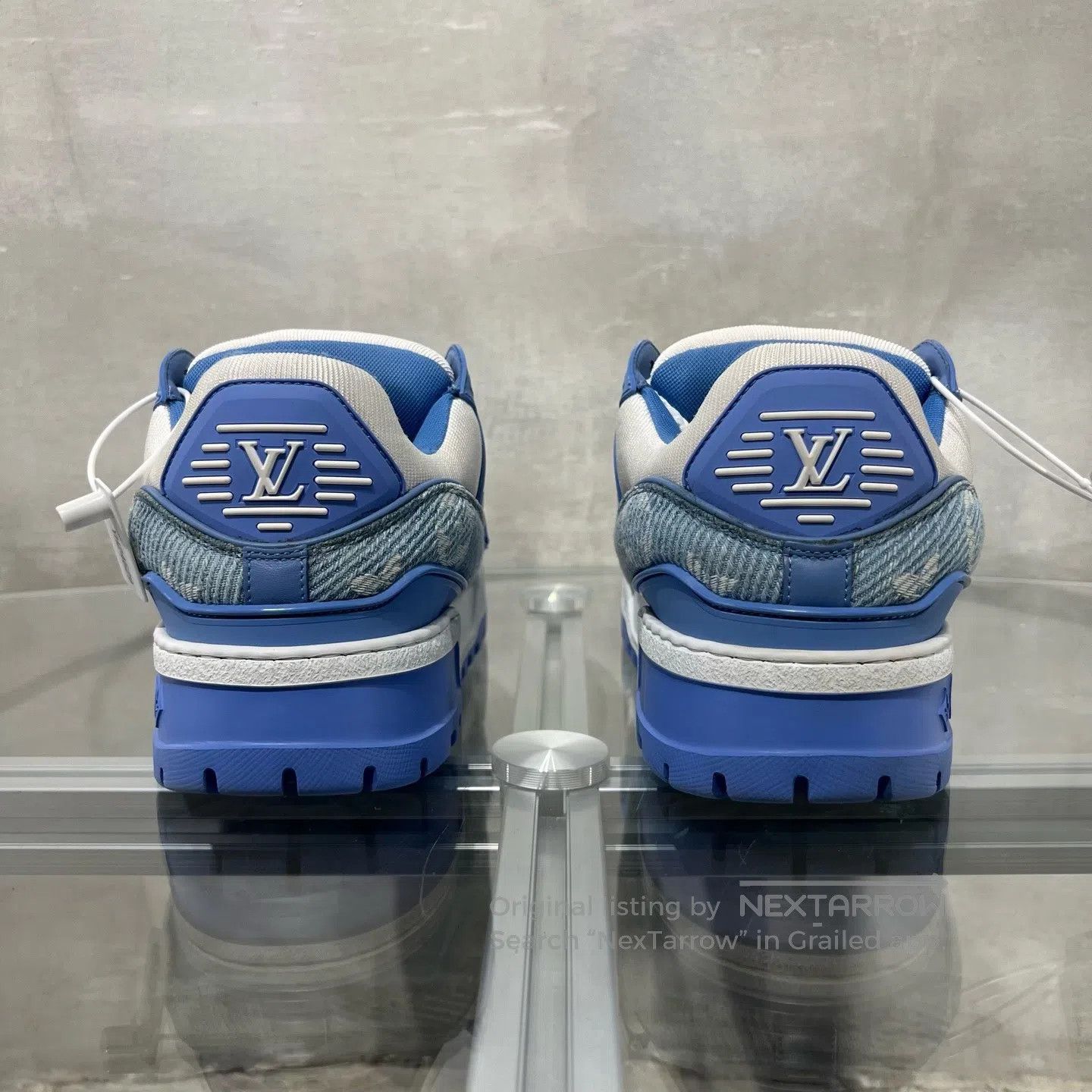 Louis Vuitton Louis Vuitton Trainer Maxi White and Blue Jeans shoes Size US 8 / IT 38 - 6 Thumbnail