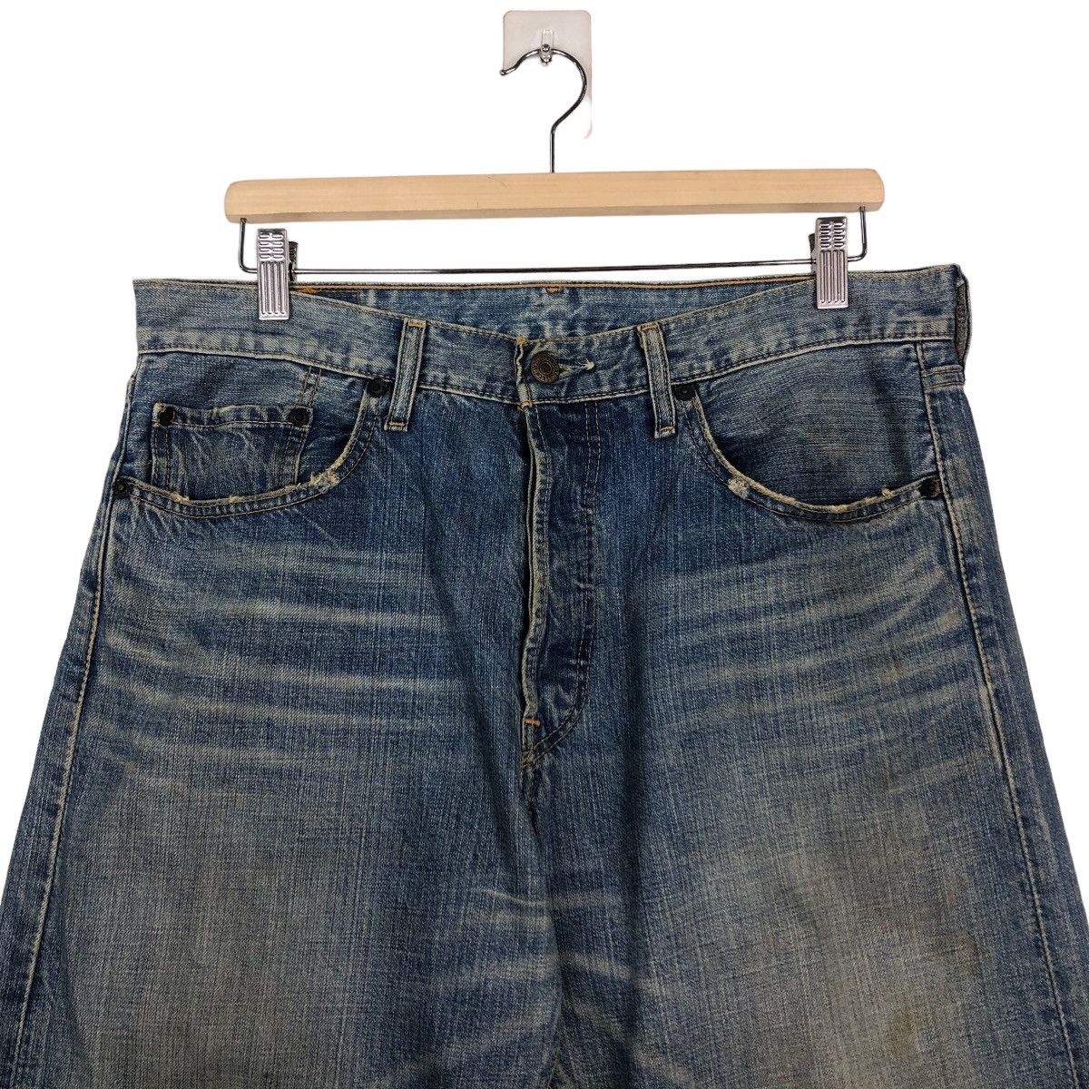Levi's 🔥Vintage Lot 501 Levi’s Denim Jeans Biker Distressed Design Size US 34 / EU 50 - 3 Thumbnail