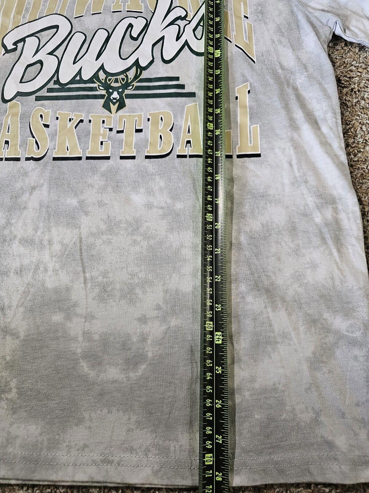 NBA Milwaukee Bucks Shirt Adult Small Gray White Tie Dye Tee NBA Size ONE SIZE - 4 Thumbnail