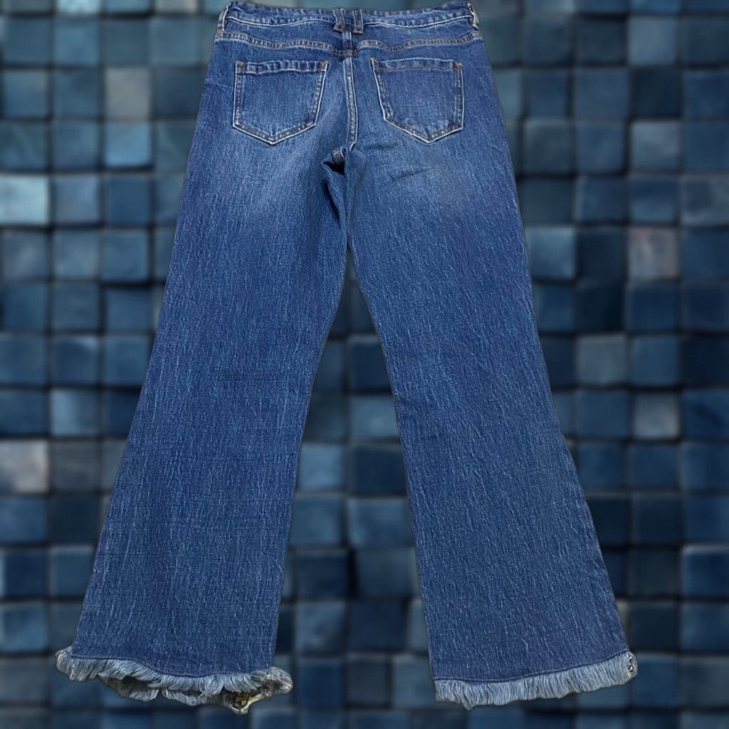 Denime OAT New York Jeans Womens Crop Blue Denim Medium Wash Distressed Raw Hem 25 in. Size 42" / US 20 - 1 Thumbnail