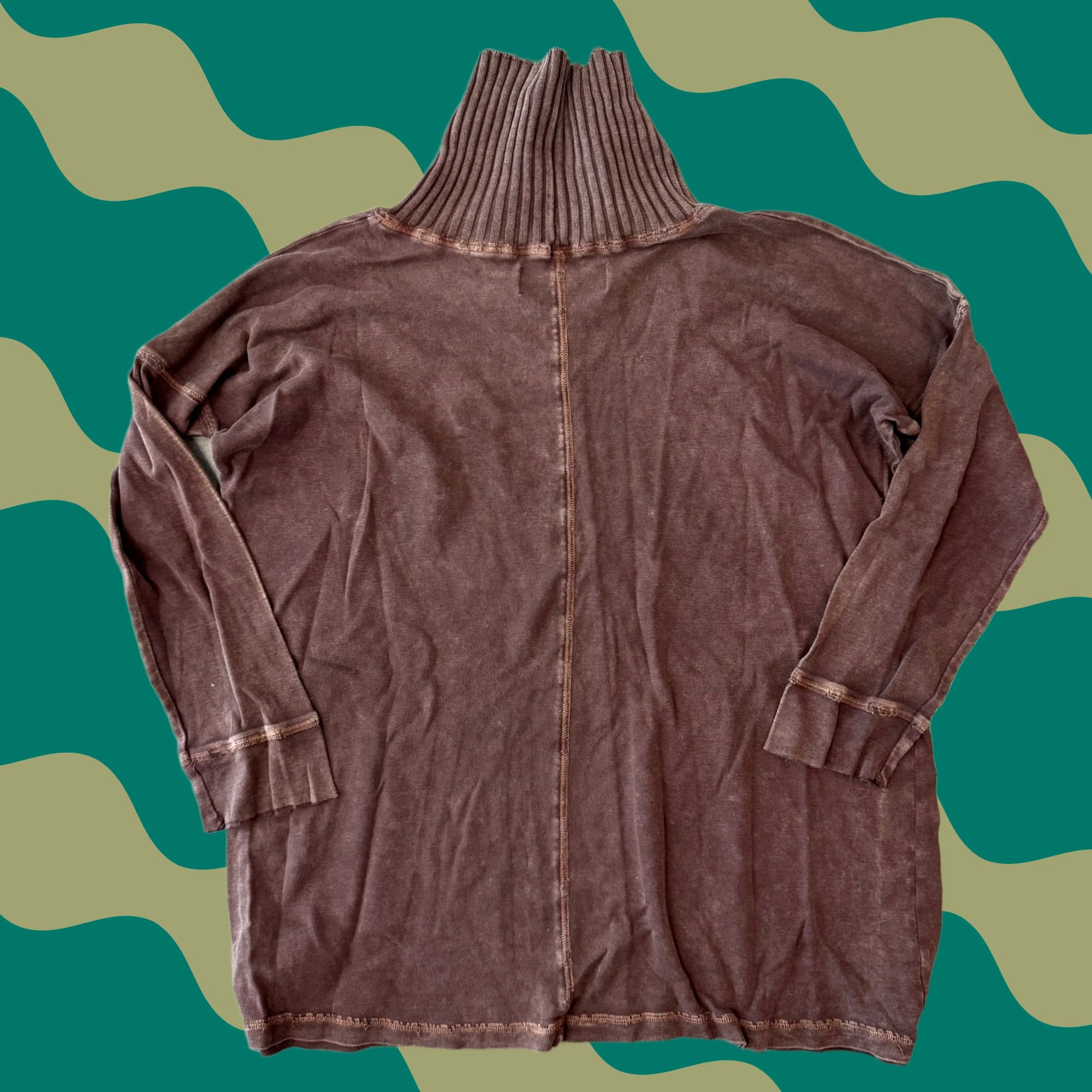 Vintage VINTAGE Y2K Brown Turtleneck Longsleeve Flowy Top Women Medium Shirt Mens? Size M / US 6-8 / IT 42-44 - 1 Thumbnail