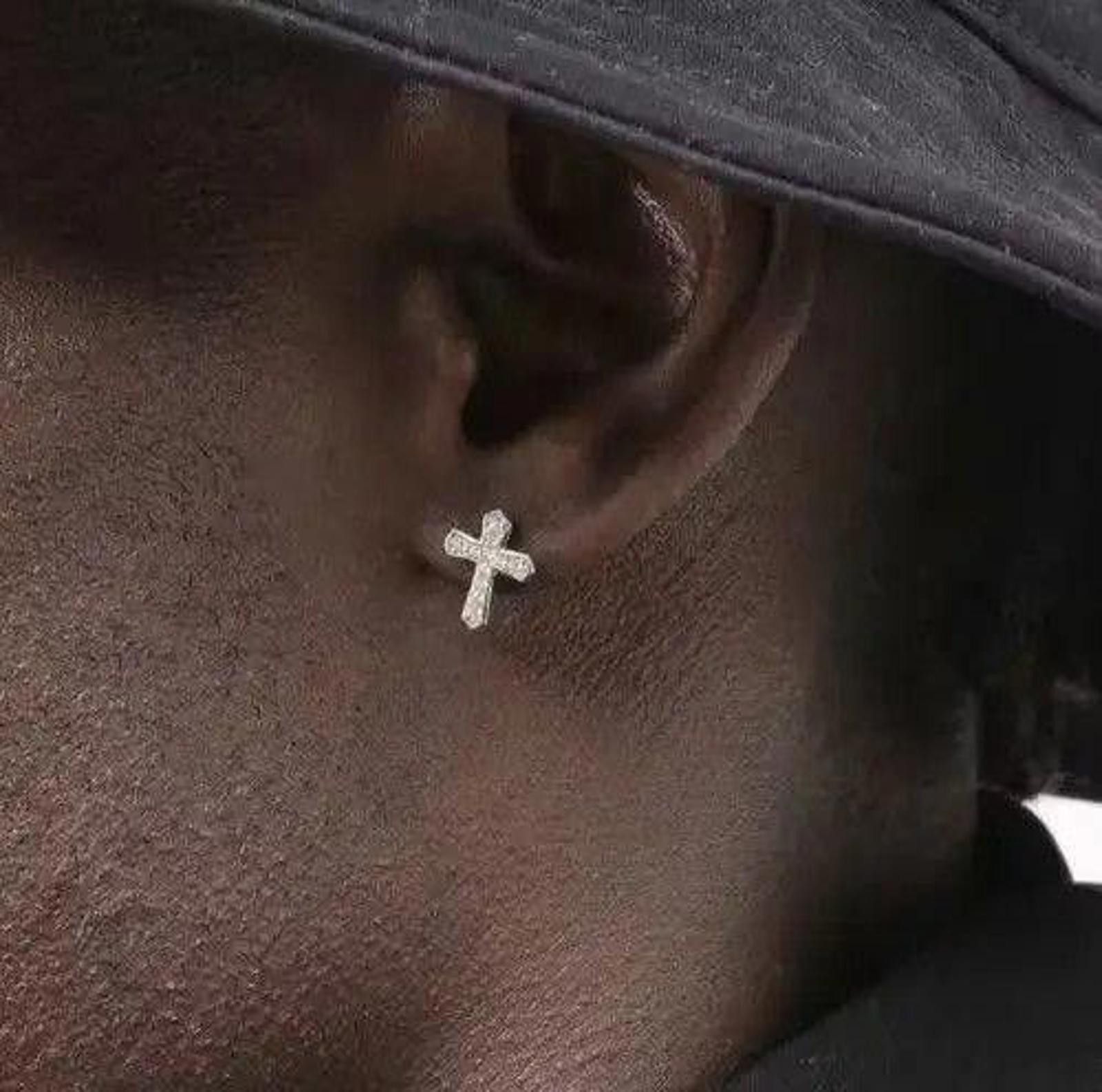 Jewelry Crystal Cross Stone Earrings Gothic Chrome Jewelry God Size ONE SIZE - 2 Thumbnail