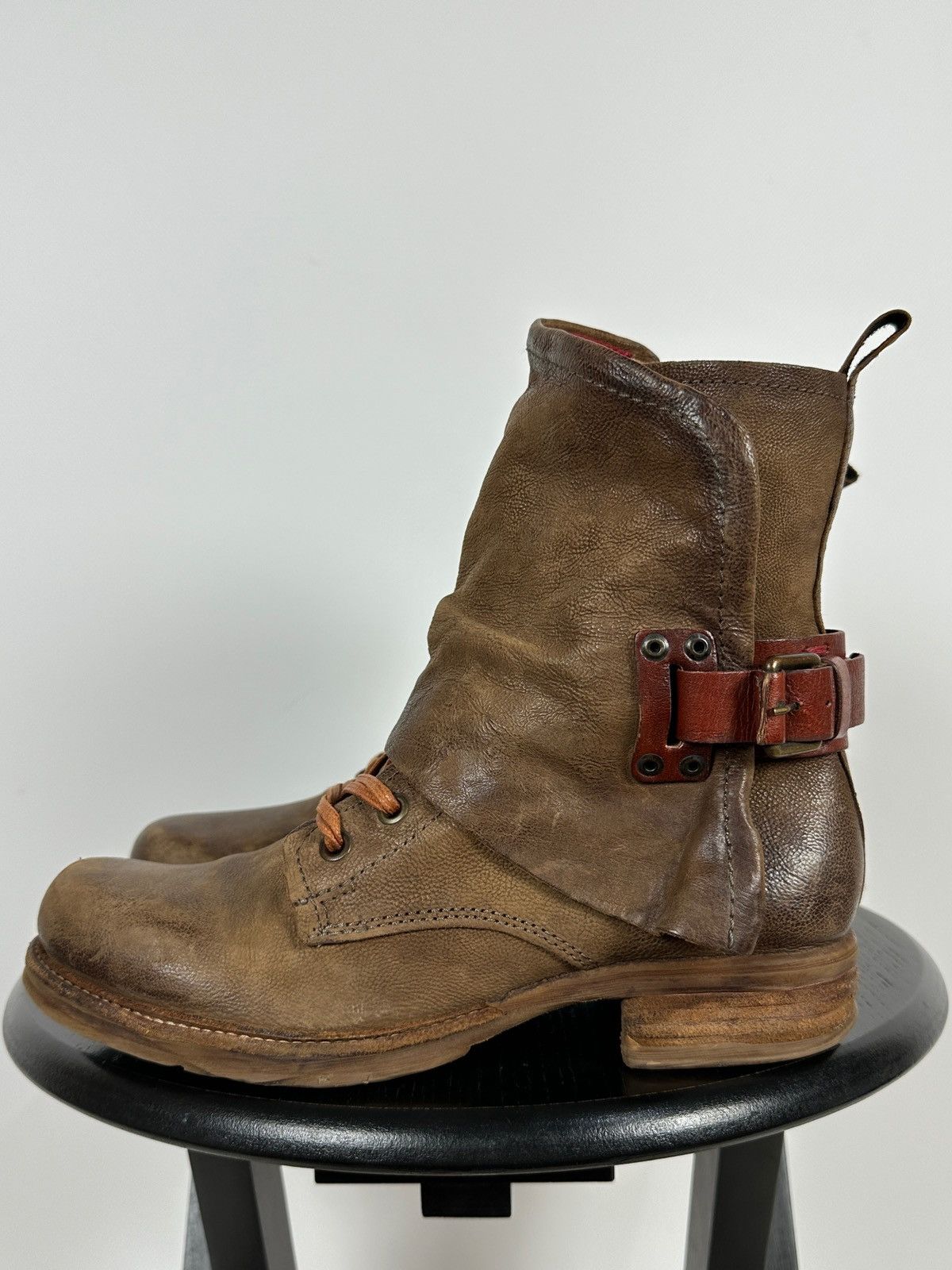 A.S.98 A.S.98. Airstep Brown Leather Biker Ankle Boots Size US 7 / IT 37 - 1 Thumbnail