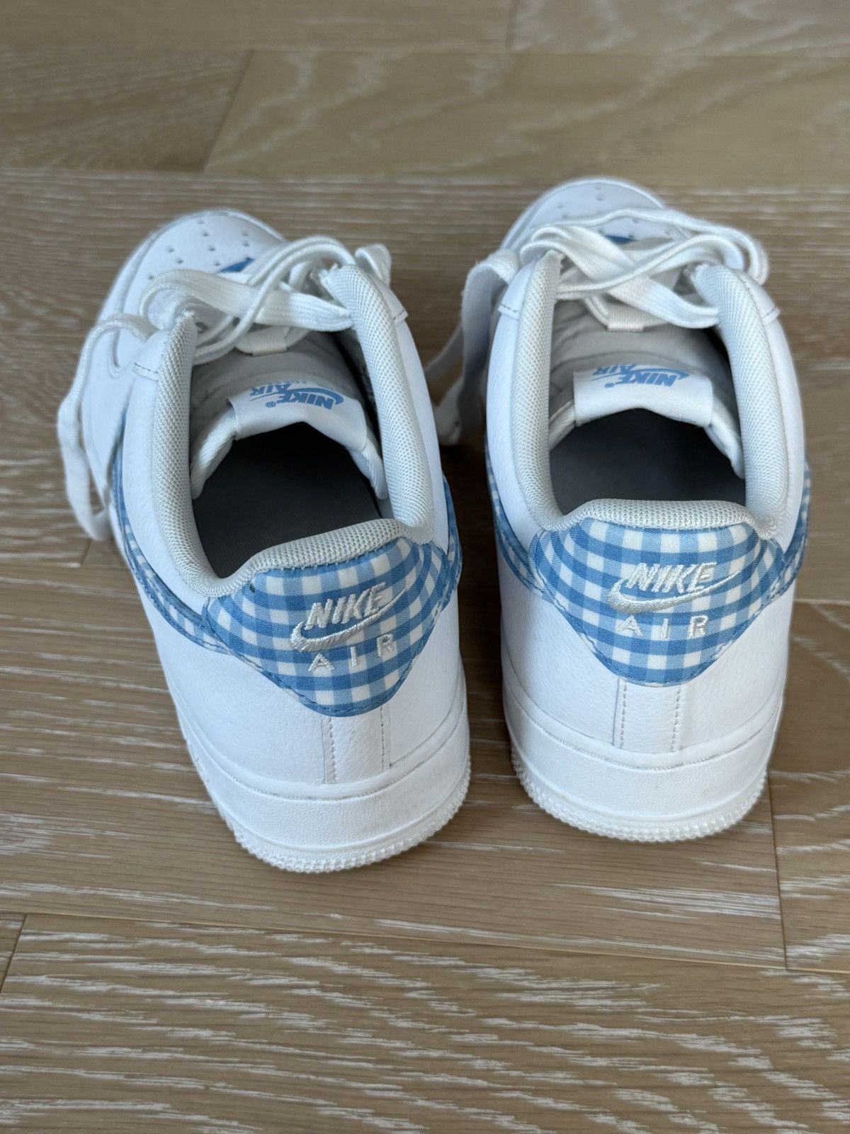 Nike Rare Nike Air Force 1 Low 07 Essential Blue White Gingham Size US 8.5 / IT 38.5 - 4 Thumbnail