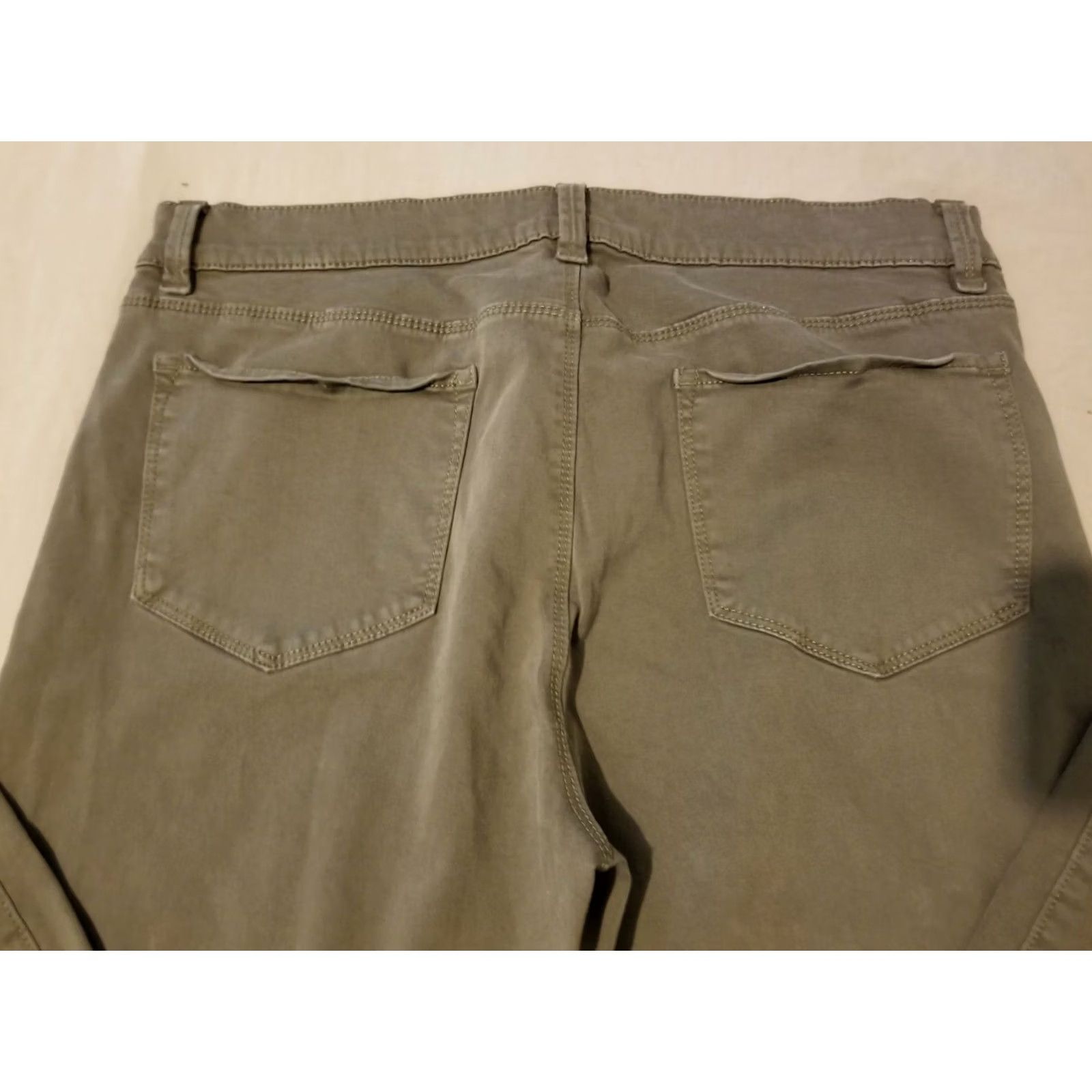 Ann Taylor Womens Ann Taylor Khaki Dress Pants 12 Cotton Slack Chino Trouser Stretch Beige Regular Pants Womens Size 34" / US 12 / IT 48 - 2 Thumbnail