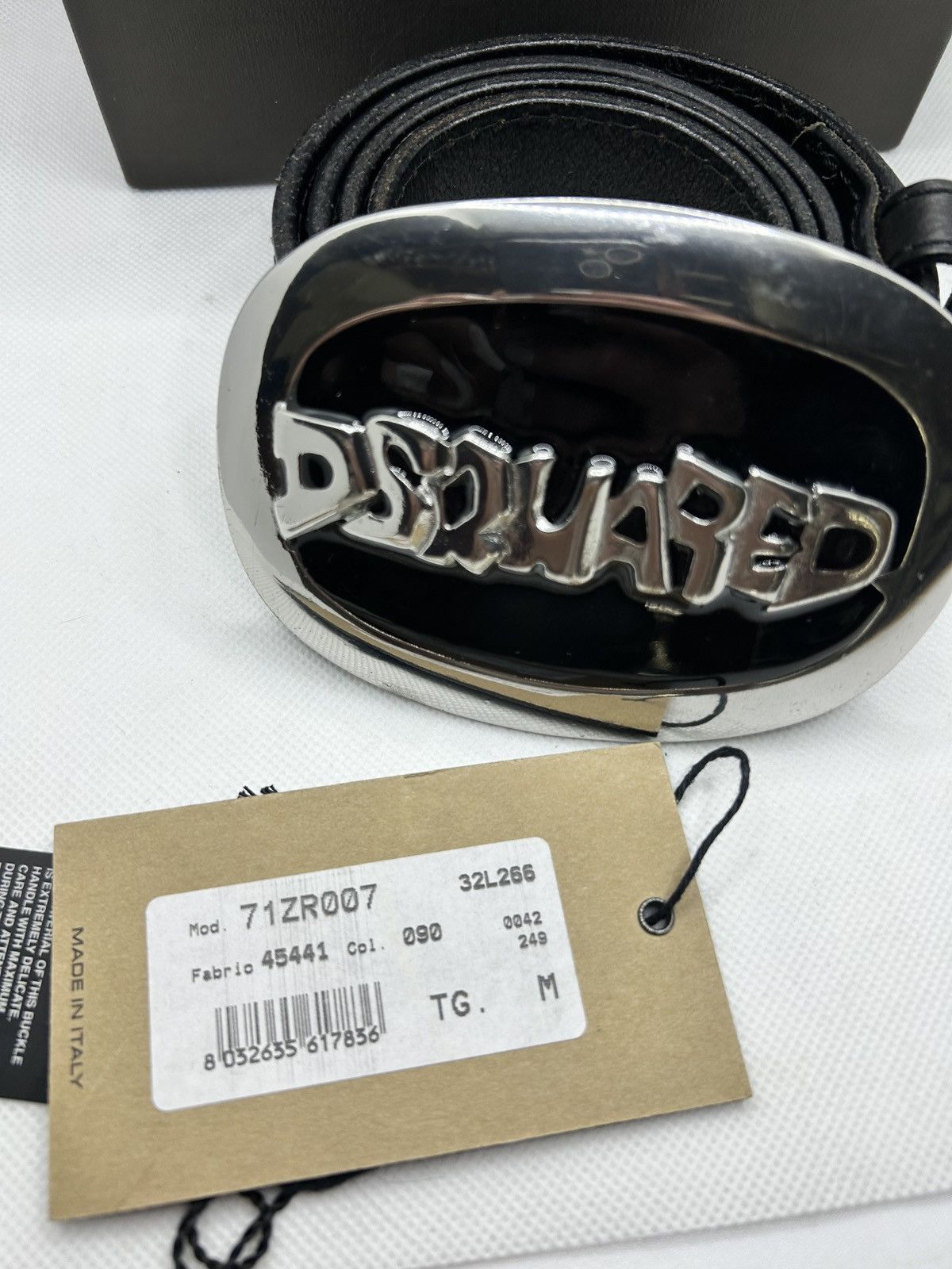 Dsquared2 Rare DSquared2 Runway Logo Belt - Oversized Chrome Buckle Size 34 - 4 Thumbnail