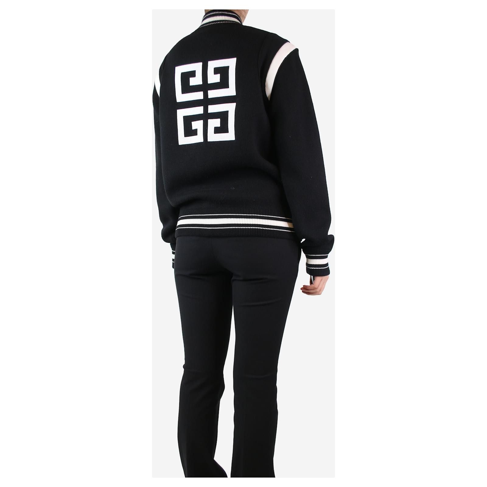 Givenchy o1srvl11e0125 Embroidered Wool Bomber Jacket in Black Size L / US 10 / IT 46 - 3 Thumbnail