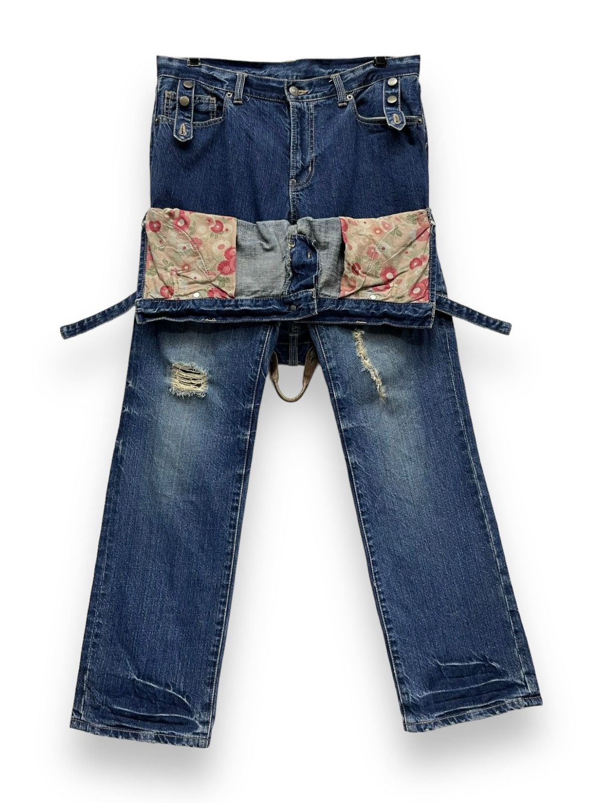 Le Grande Bleu (L.G.B.) × PPFM × Seditionaries FYE RARE🔥PPFM Punk Real Double Waist Ripped Unique Design💥 Size US 31 - 6 Thumbnail