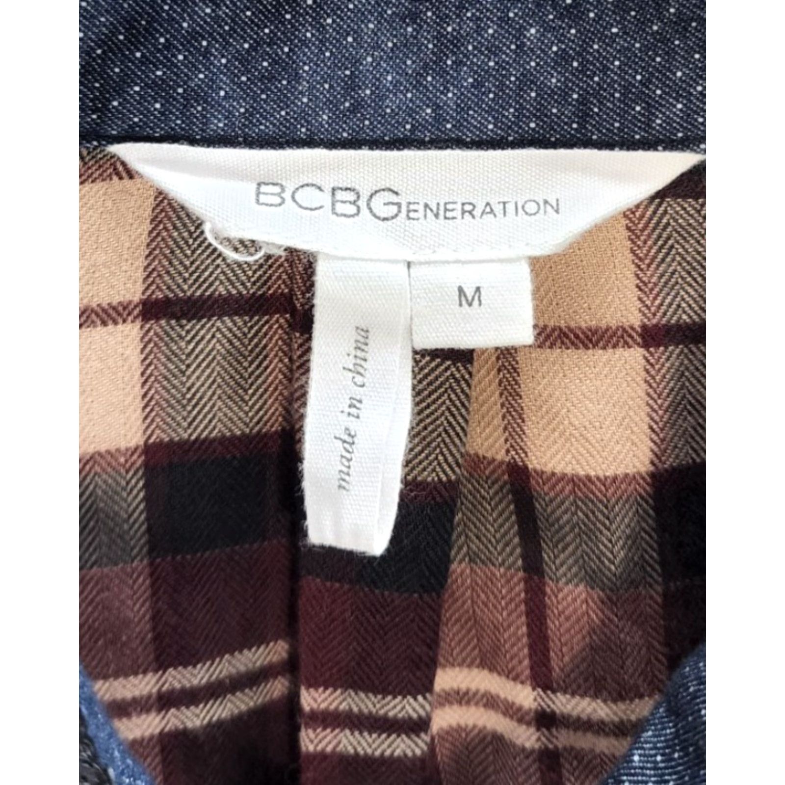 BCBGeneration BCBGeneration Blouse Shirt Sequin Plaid Chambray Brown Button Down Long Sleeve Size M Womens Size M / US 6-8 / IT 42-44 - 6 Thumbnail