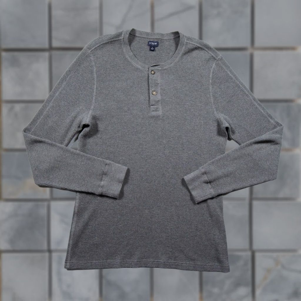 J.Crew JCrew Shirt Mens Large Gray Henley Long Sleeve Waffle Knit Thermal Outdoors Size US L / EU 52-54 / 3 - 1 Thumbnail