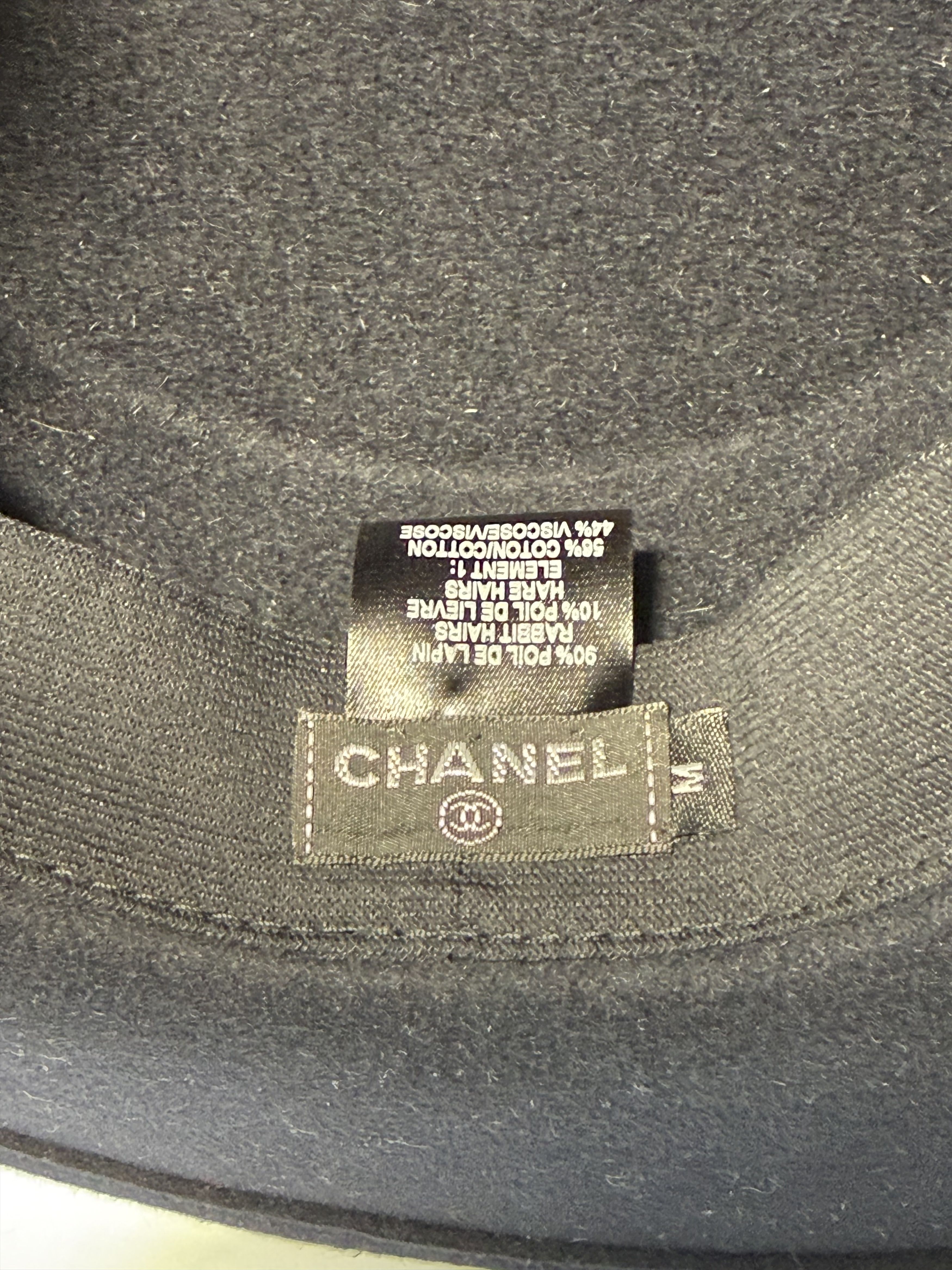 Chanel Chanel Navy Blue CC Rabbit Hair Felt Hat Size Medium Size ONE SIZE - 10 Thumbnail