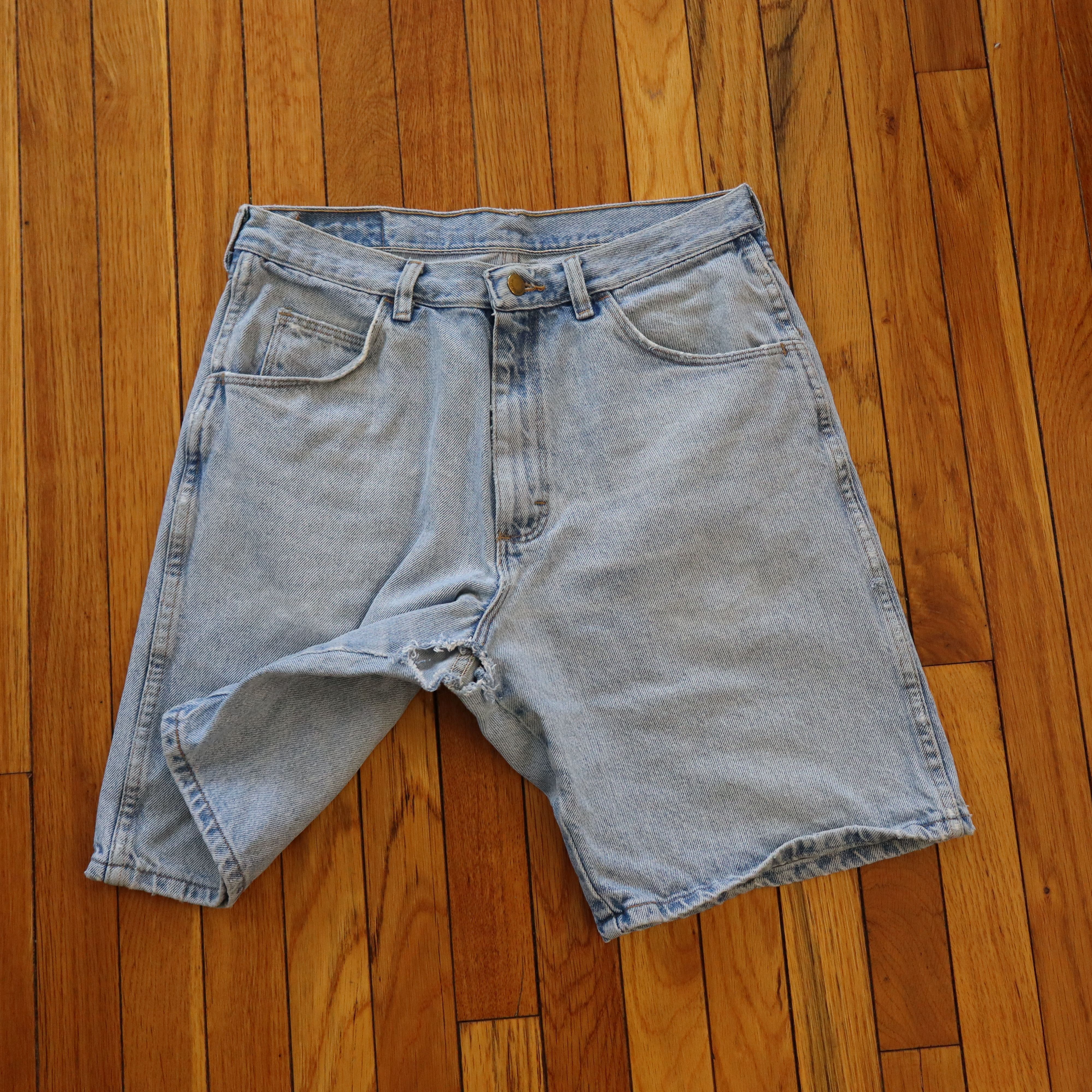 Carhartt × Dickies × Wrangler 90s Y2K Free Ballin Wide Leg Baggy Skater Denim Shorts Jorts Size US 31 - 1 Thumbnail
