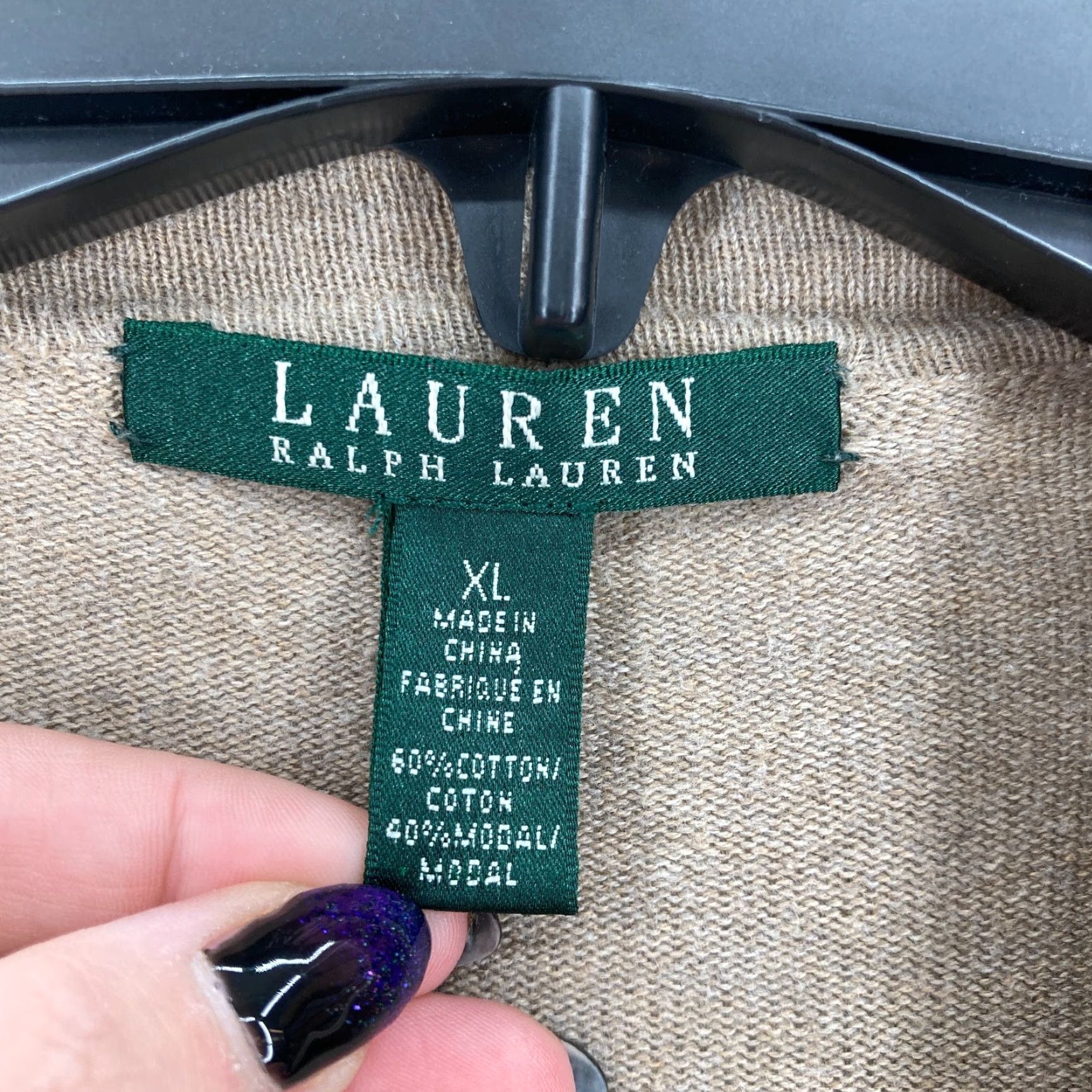 Ralph Lauren VINTAGE Lauren Ralph Lauren Open Front Cardigan Sweater Women's XL Beige Asymmetrical Size XL / US 12-14 / IT 48-50 - 5 Thumbnail