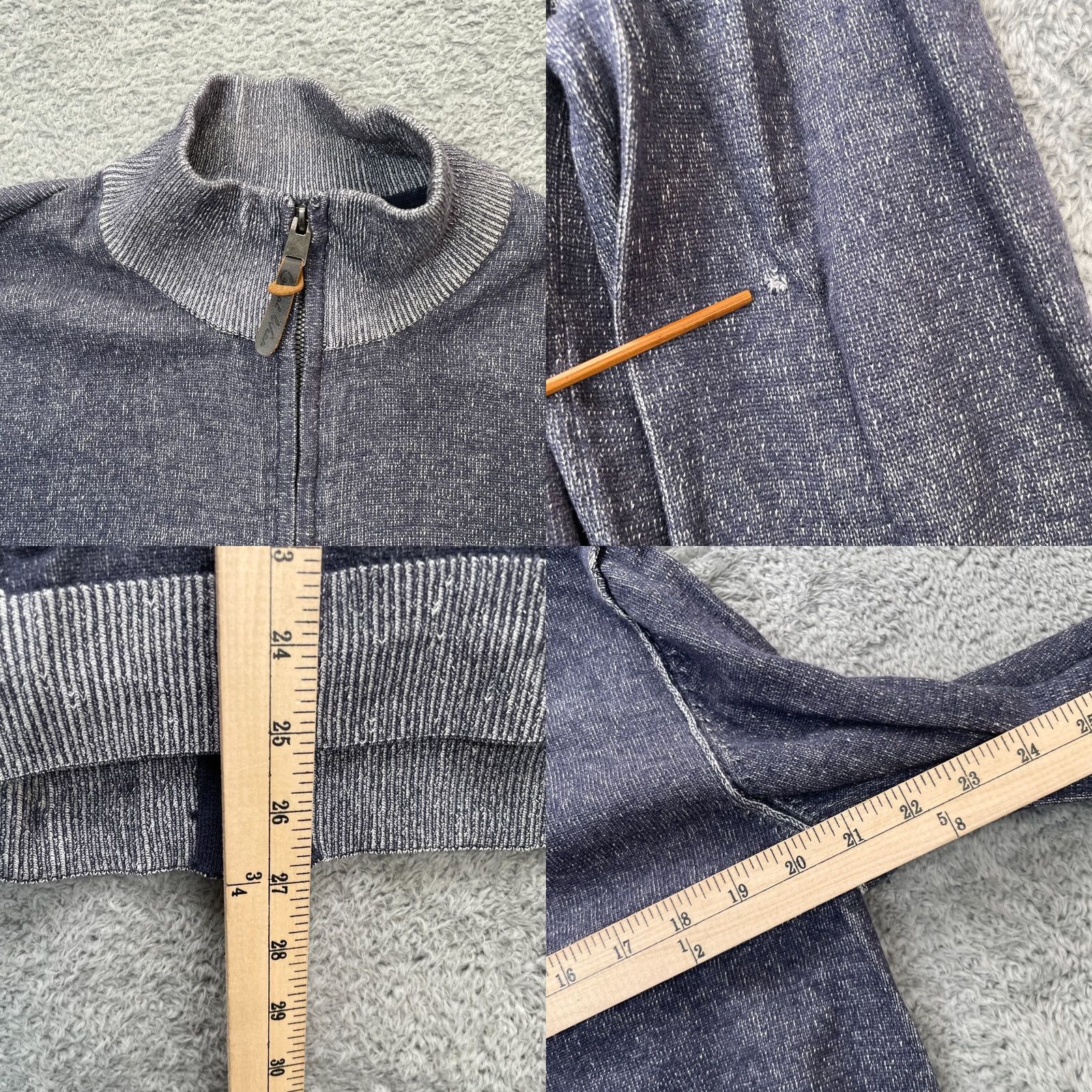 Vintage Charles Voegele Sweater Cardigan Mens Medium Blue Full Zip Cotton Knit Mock Neck Casual Winter Fall Spring Size US M / EU 48-50 / 2 - 8 Thumbnail