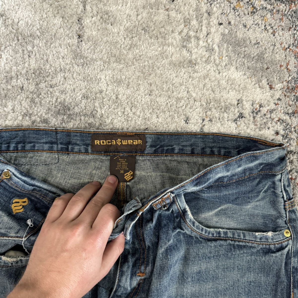 JNCO × Rocawear × Vintage Vintage y2k Rocawear baggy wide leg embroidered crazy jeans Size US 36 / EU 52 - 6 Thumbnail