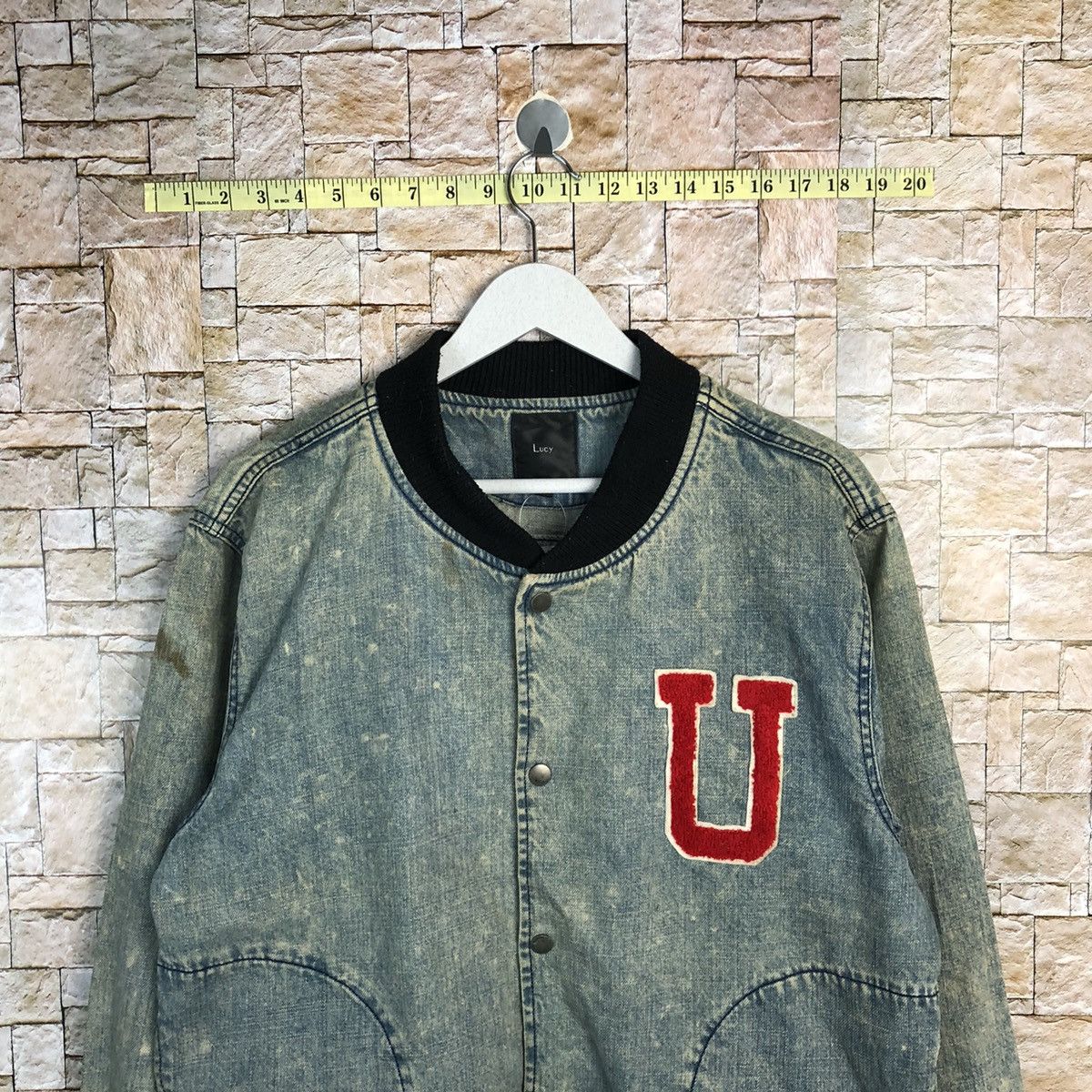 Japanese Brand Lucy Blue denim Bombers Jacket varsity #A272 Size US M / EU 48-50 / 2 - 2 Thumbnail