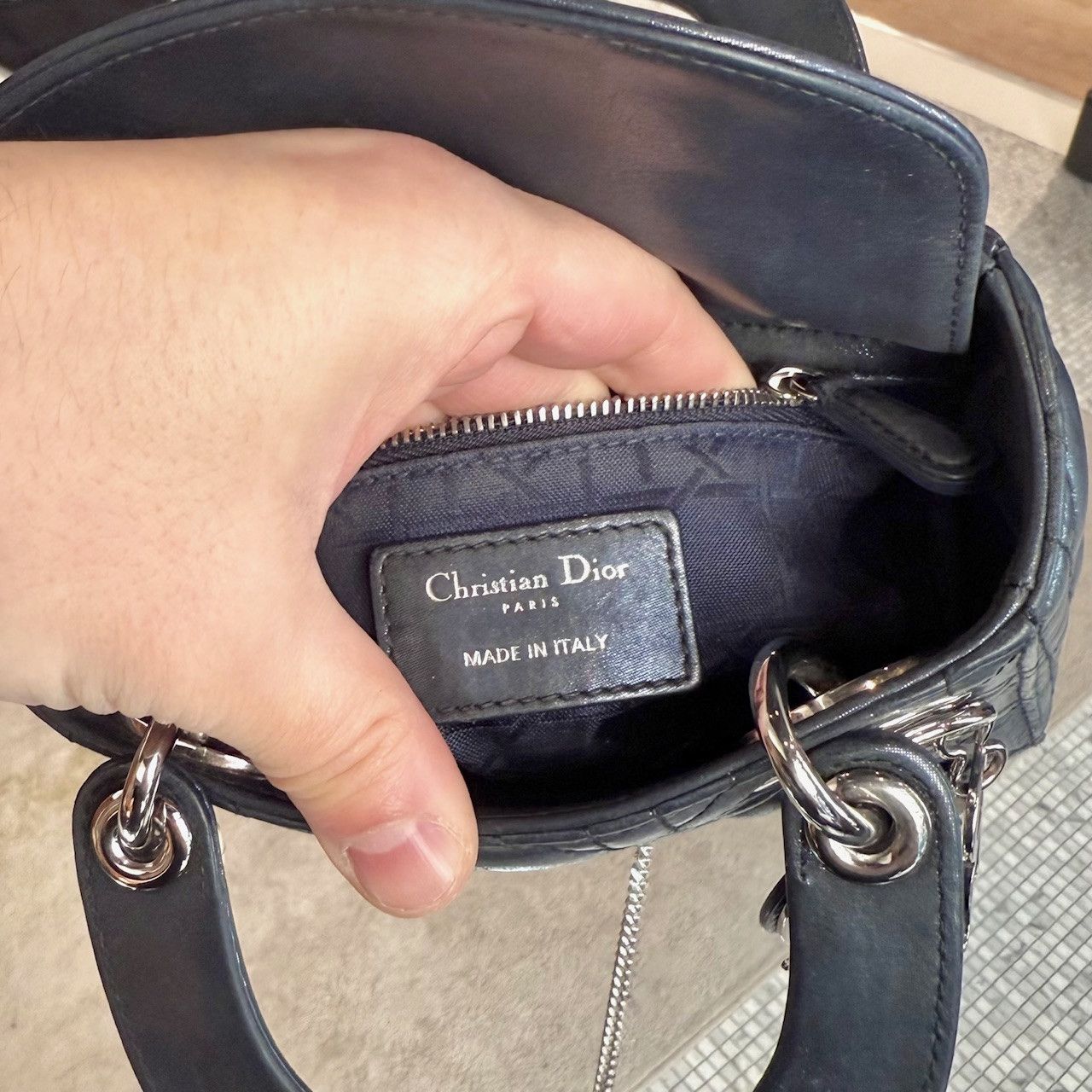 Dior Dior 2015 Metallic Midnight Blue Calfskin Mini Lady Dior Bag Size ONE SIZE - 10 Thumbnail
