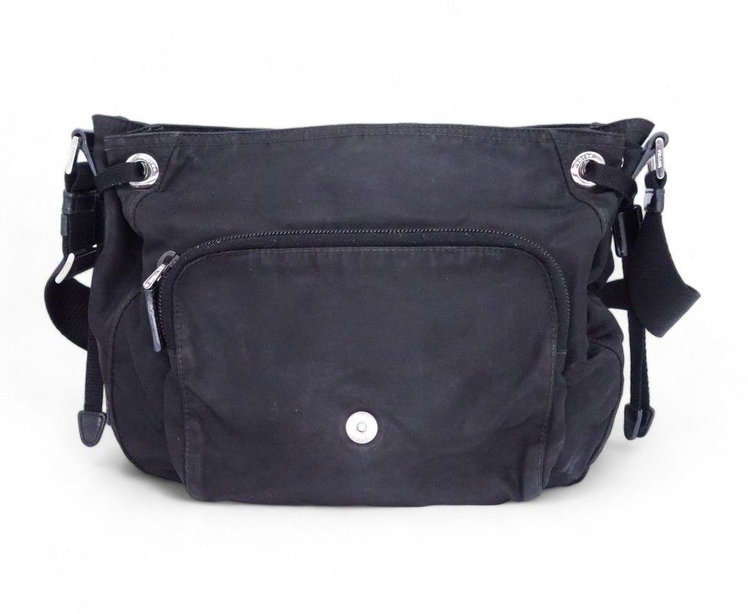 Prada - nylon black shoulder bag vintage archive leather