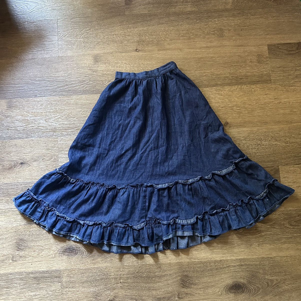 Vintage Vtg Gunnies Denim Button Front Skirt Size 22" - 5 Thumbnail