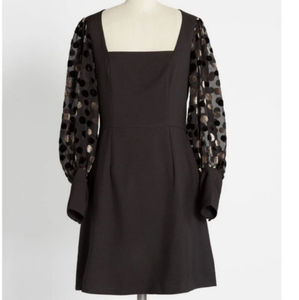 Hutch Hutch Black Flocked With Fab sheer long sleeve dress sz 6 Size M / US 6-8 / IT 42-44 - 1 Thumbnail