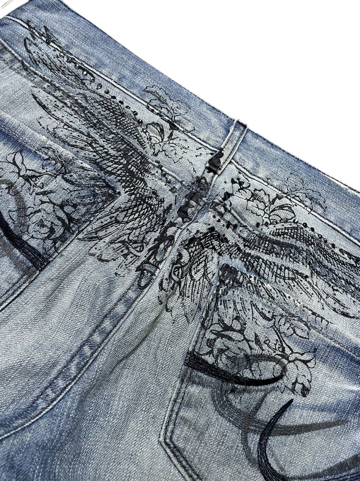 Express × Hysteric Glamour × Japanese Brand Express Jeans Tattoo Wings Tribal Flare Boot Cut Jeans Size US 30 / EU 46 - 20 Thumbnail