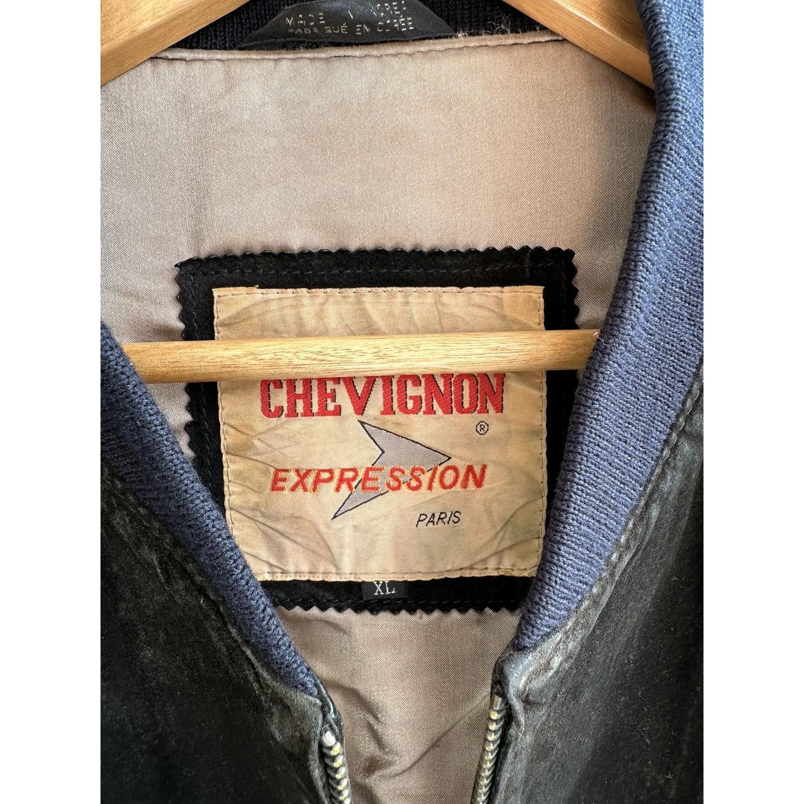 VTG Chevignon Airport Club Leather Bomber Jacket