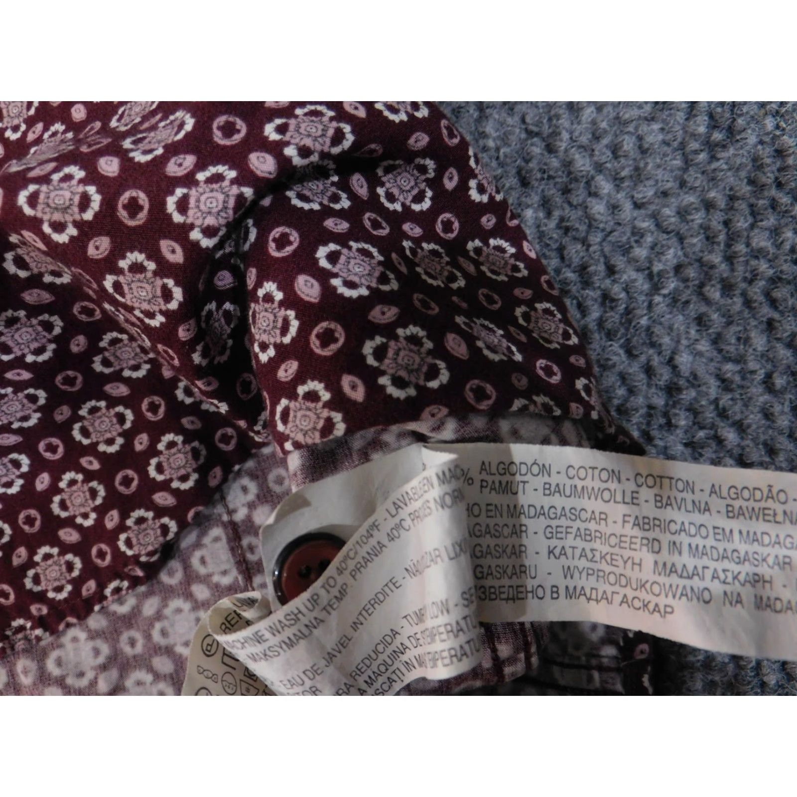 Zara VINTAGE Zara Man Shirt Mens Extra Large Maroon Geometric Slim Fit Button Down Cotton Size US XL / EU 56 / 4 - 6 Thumbnail