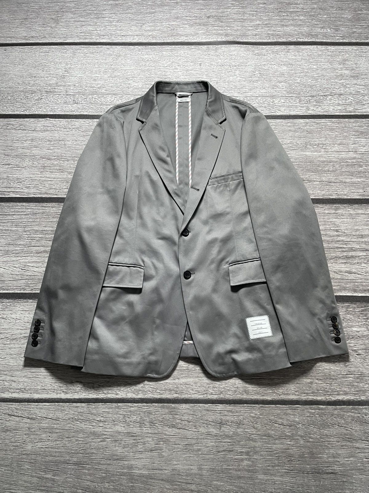 Thom Browne Thom Browne Grey Unconstructed Classic Blazer Size 48R - 3 Thumbnail