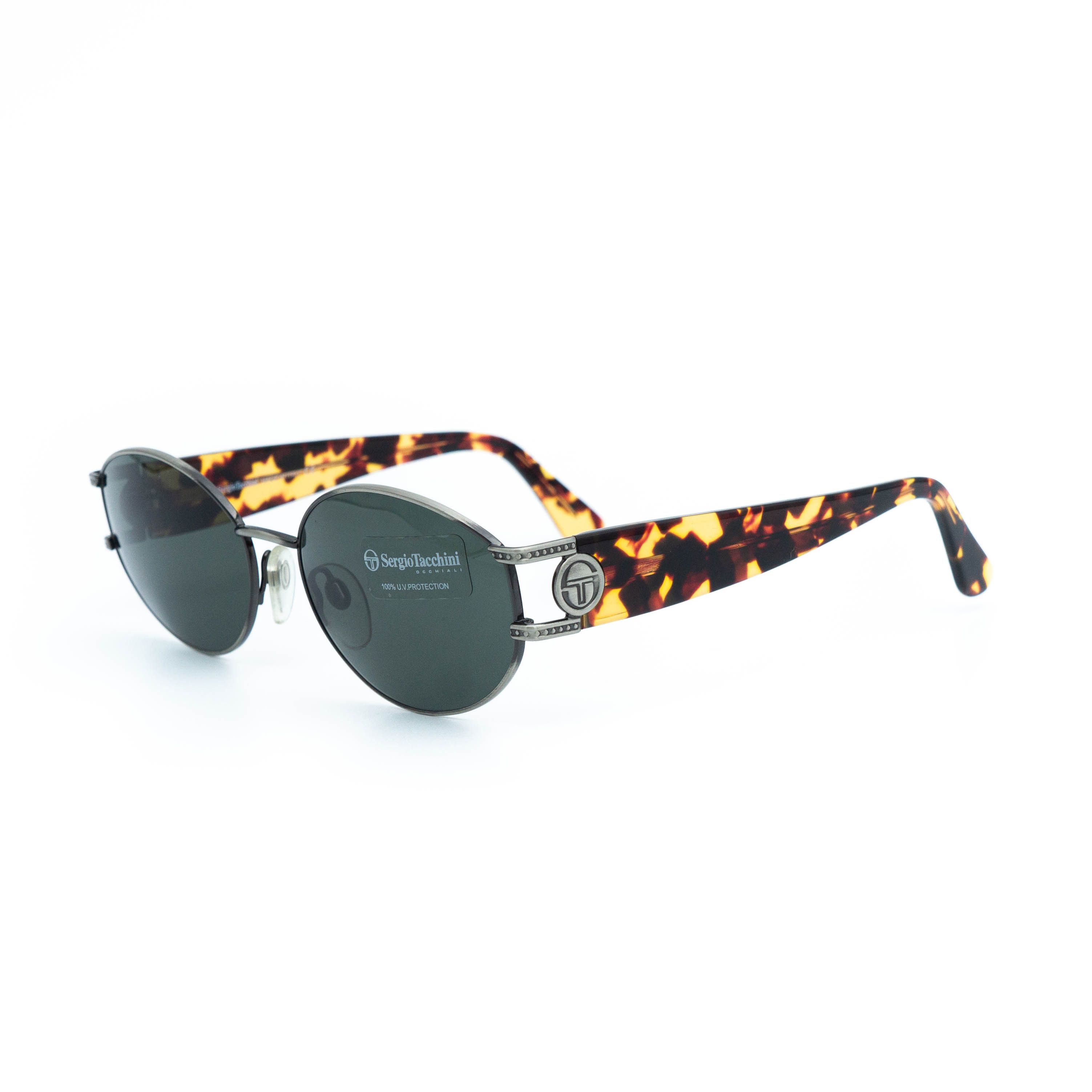 Sergio Tacchini ST 1033-S Silver Oval Sunglasses Vintage