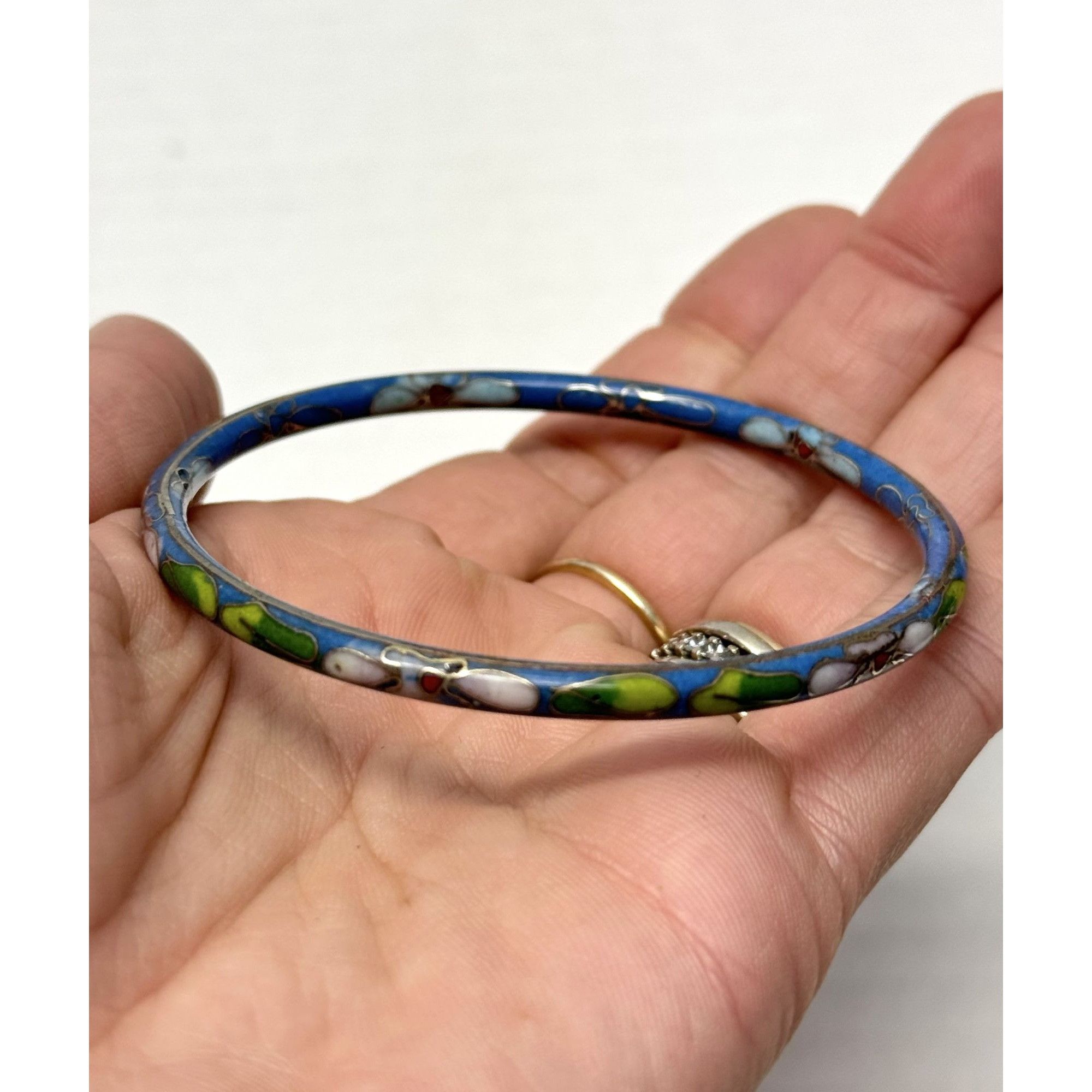 Vintage Vintage blue cloisonné enamel bangle bracelet Size ONE SIZE - 1 Thumbnail