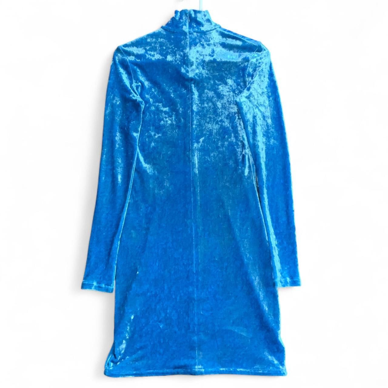 Balenciaga Velvet Turtleneck Mini Dress NWT Cyclades Blue Size M / US 6-8 / IT 42-44 - 2 Thumbnail