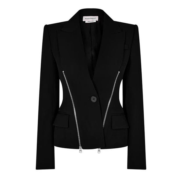 Alexander McQueen o1g2r1mq0824 Structured Zip Blazers in Black Size XS / US 0-2 / IT 36-38 - 1 Thumbnail