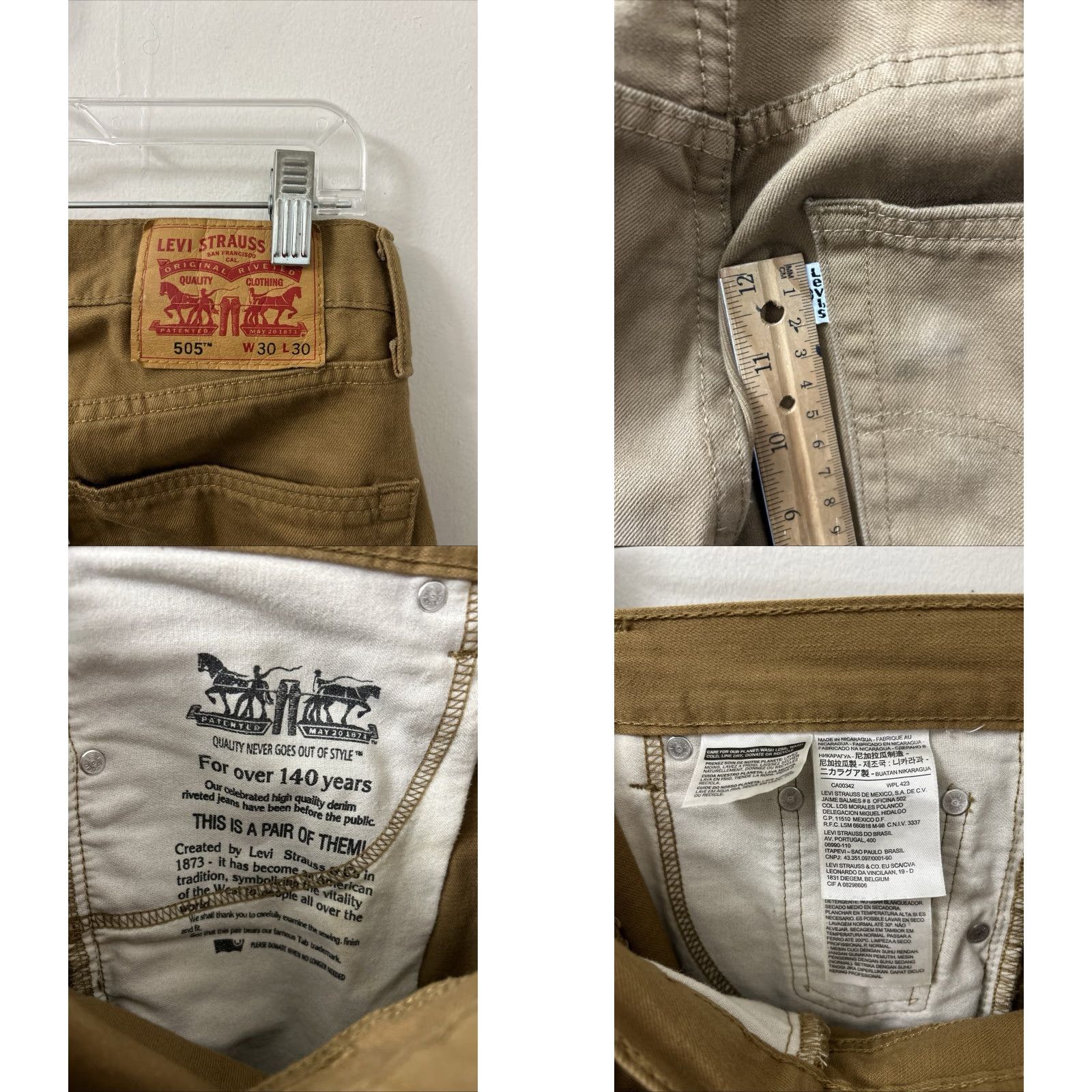 Vintage Levi Strauss 505 Pants Mens 30x30 Brown Regular Fit Khakis Trousers Corduroy Stress? 505 Model Size US 30 / EU 46 - 8 Thumbnail