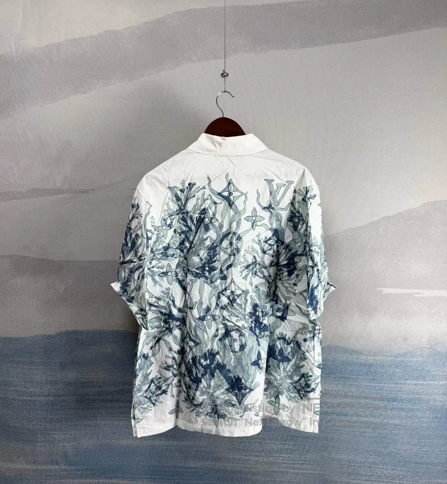 Louis Vuitton Louis Vuitton White and Blue Seaweed Patterned Short-sleev Size US L / EU 52-54 / 3 - 3 Thumbnail