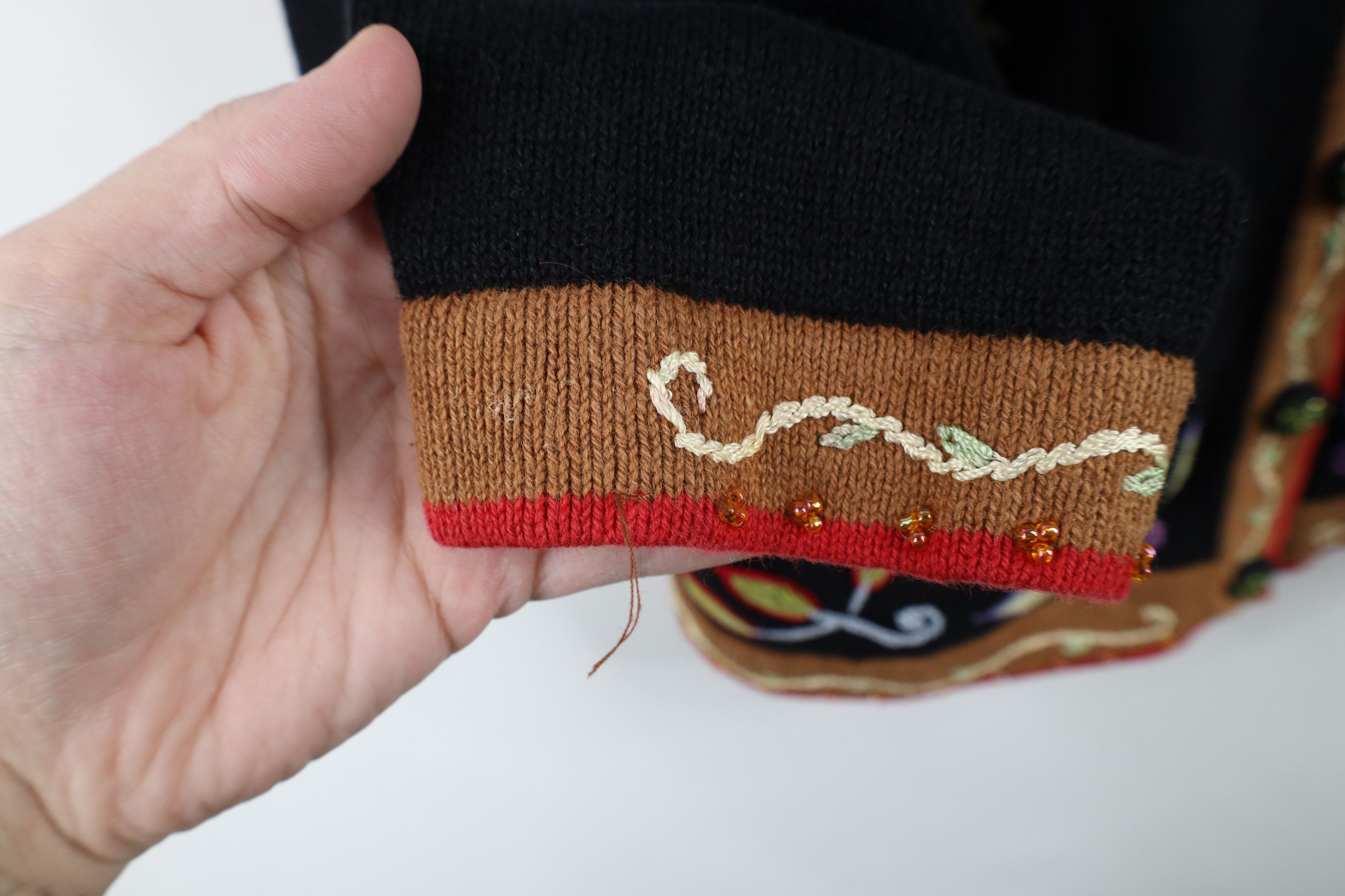 Vintage Vintage 90s Streetwear Embroidered Chicken Cardigan Sweater Size L / US 10 / IT 46 - 7 Thumbnail