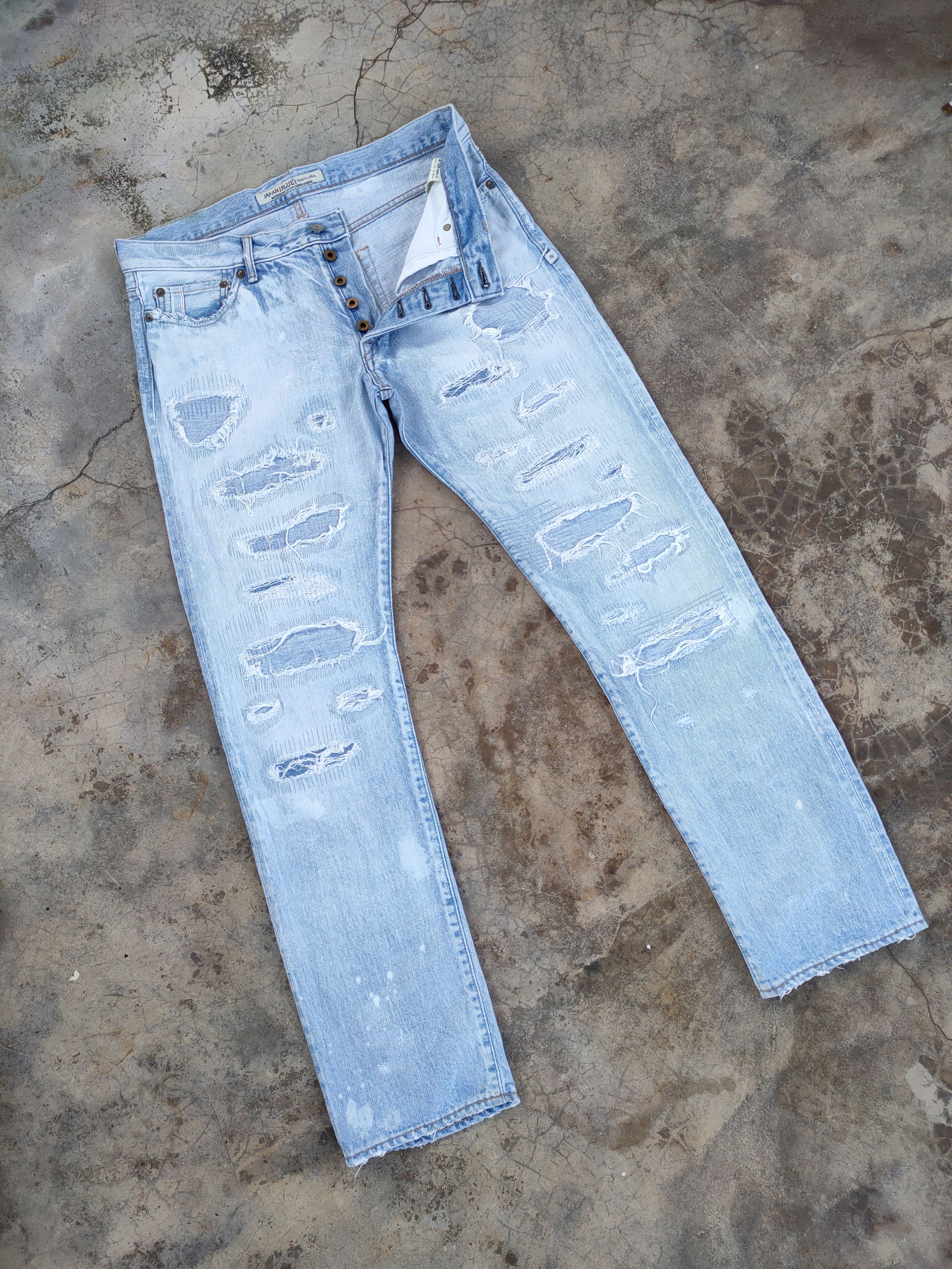 Japan Blue W32 VINTAGE JAPAN BLUE DISTRESSED DENIM JEAN DENIM PANTS Size US 34 / EU 50 - 2 Thumbnail