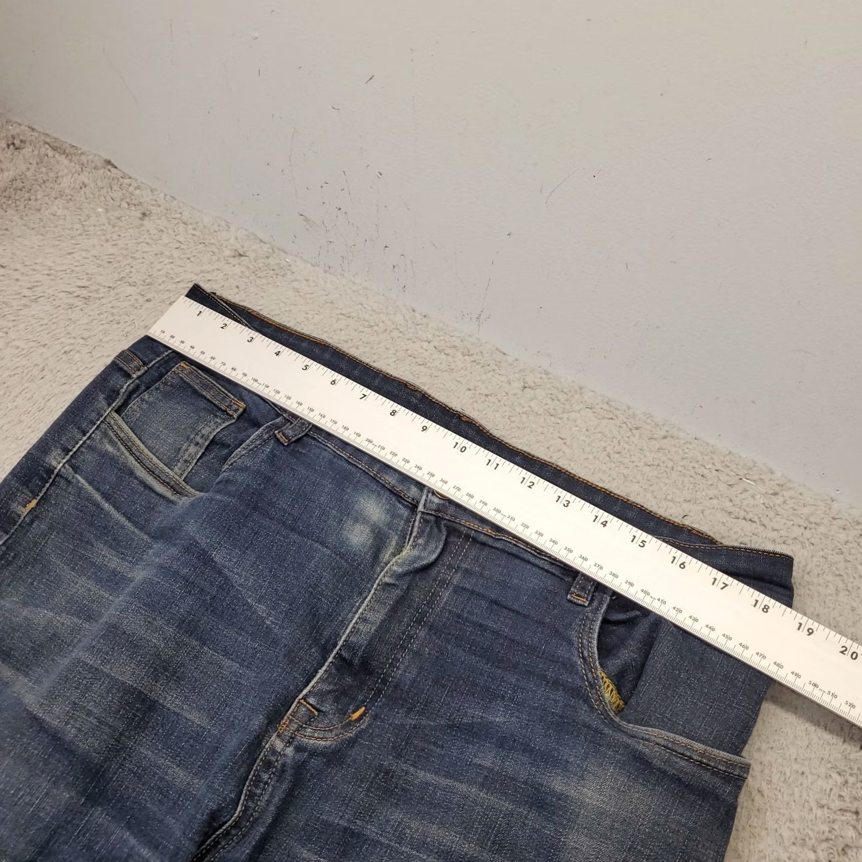 Vintage Fashion Jeans Mens 38 Blue Denim Regular Fit Whiskered Dark Wash Straight Leg Jeans Size US 38 / EU 54 - 3 Thumbnail
