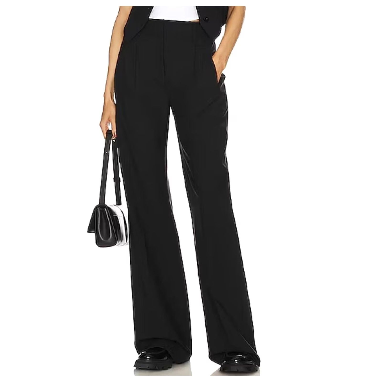 Veronica Beard VERONICA BEARD Pants Womens 2 Black Ollie Wool Blend Wide Leg Dress trousers Dress Pants Womens (Black) Size 26" / US 2 / IT 38 - 2 Thumbnail
