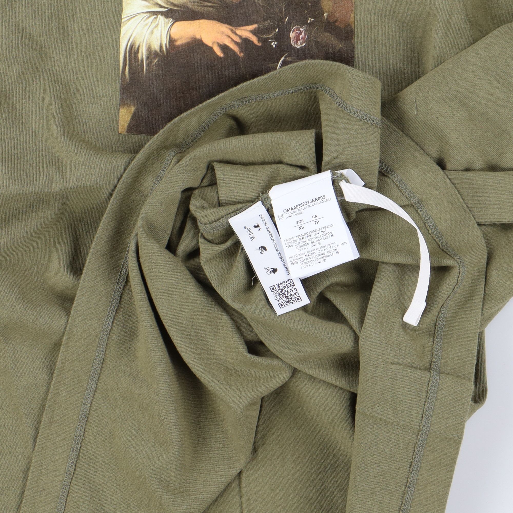 Off-White Green Caravaggio Boy Oversized T-Shirt Size US XS / EU 42 / 0 - 6 Thumbnail