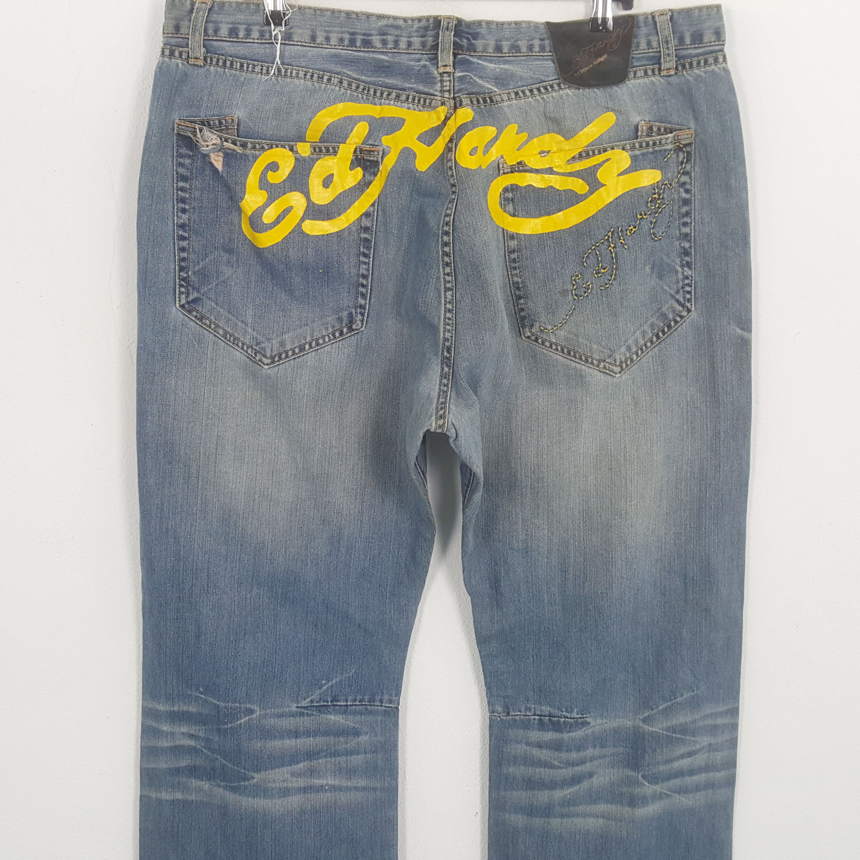 Christian Audigier × Ed Hardy × Vintage ED HARDY Fashion Designer Brand Streetwear Custom Art Jeans Size US 41 - 2 Thumbnail