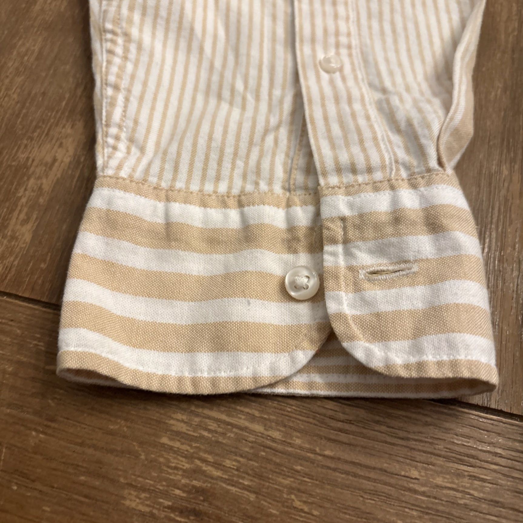 J.Crew J. Crew Broken In Oxford Slim Fit Tan White Stripe Button Down Shirt Men L Size US L / EU 52-54 / 3 - 4 Thumbnail