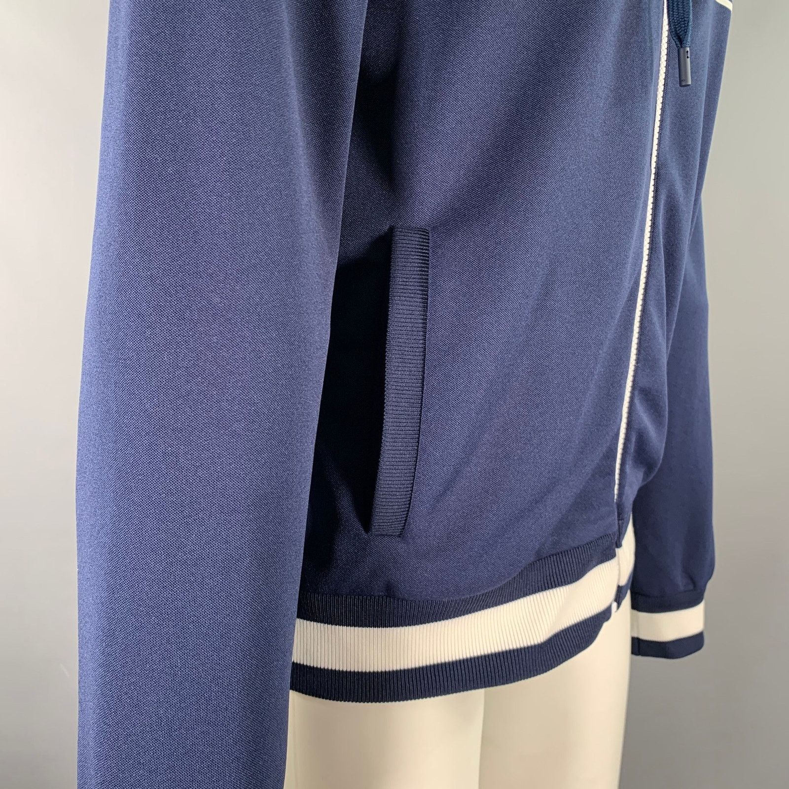 Gucci GUCCI Size M Navy White Logo Polyester Zip Up Hoodie Size US M / EU 48-50 / 2 - 5 Thumbnail