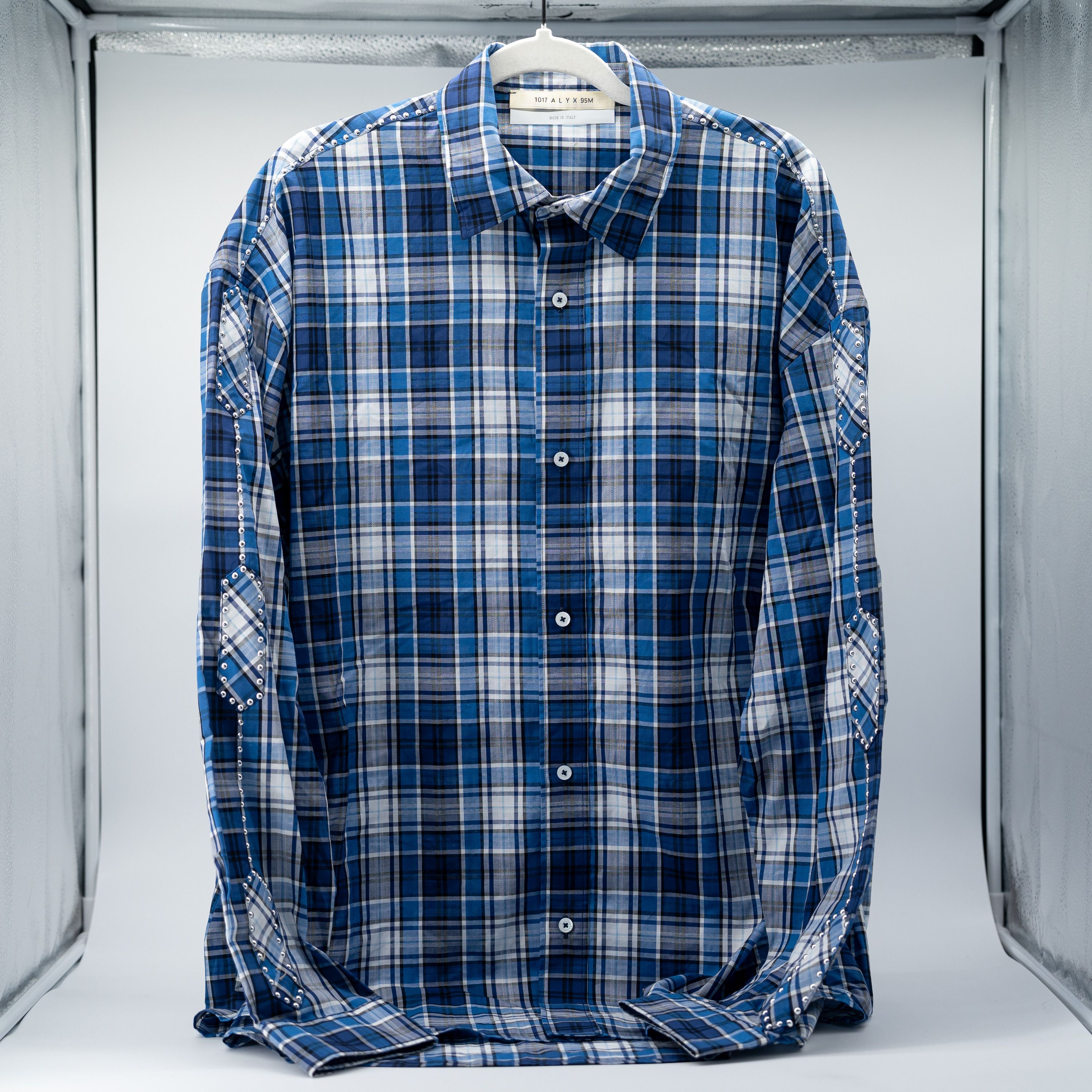 1017 ALYX 9SM M (48) 017 Alyx 9SM Stud Embellished Plaid Shirt Blue Size US M / EU 48-50 / 2 - 3 Thumbnail