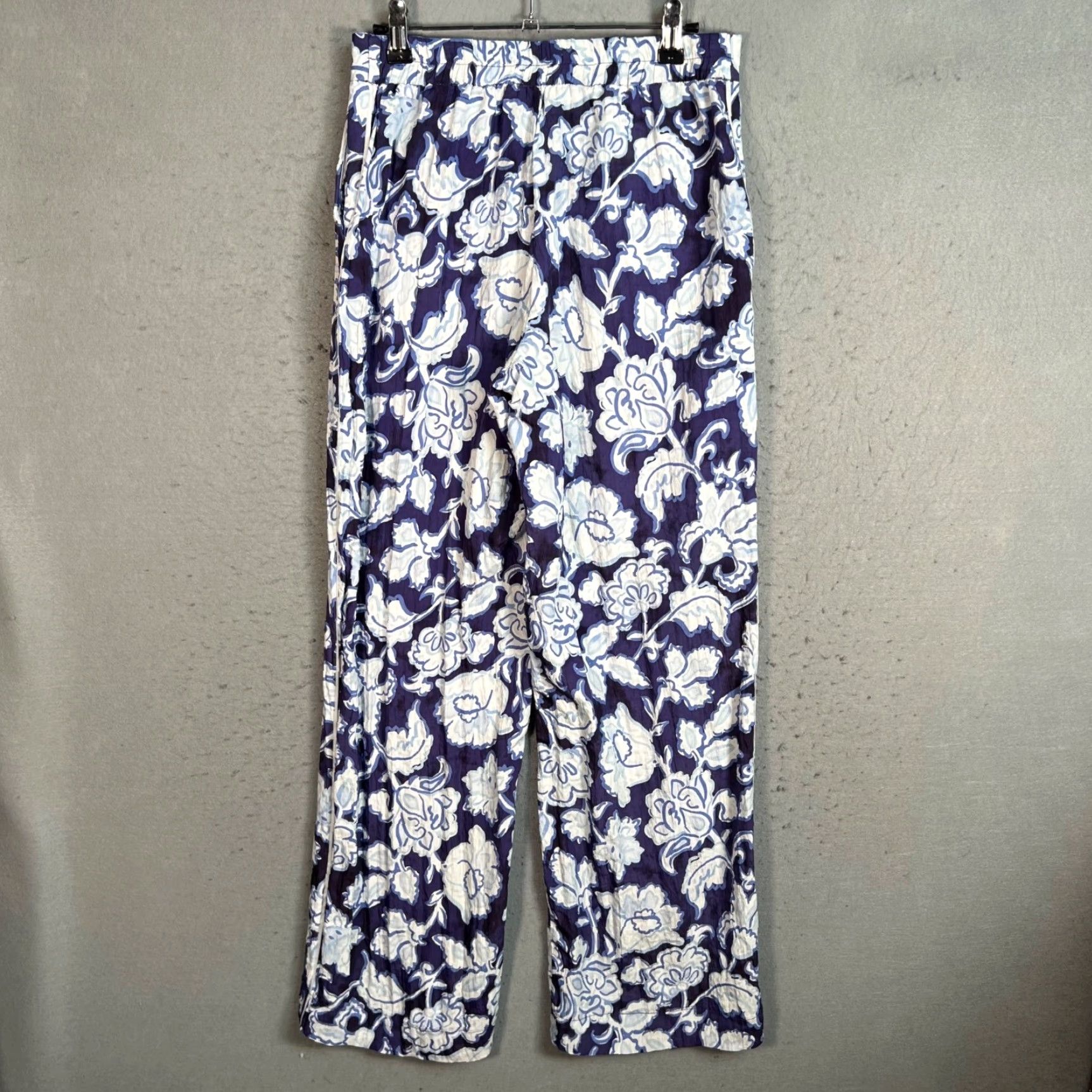 Zara Zara Womens Size Small Floral Wide-Leg Pants Blue & White Size 28" / US 6 / IT 42 - 2 Thumbnail