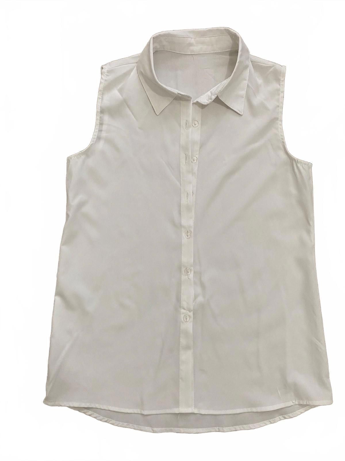 The Unbranded Brand Unbranded Breezy Collar Sleeveless Shirt in White (No Tags) Size S / US 4 / IT 40 - 6 Thumbnail