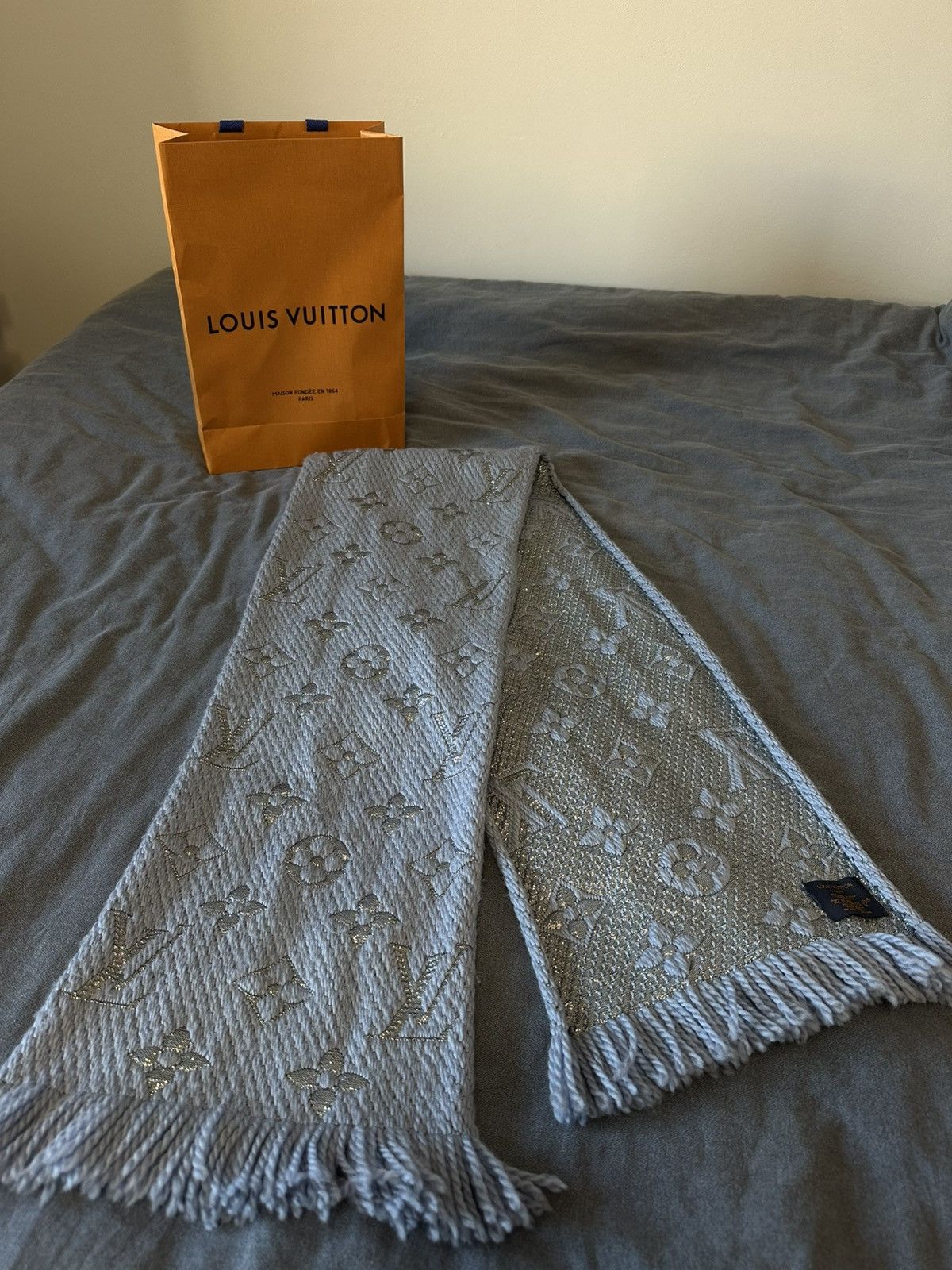 Louis Vuitton logomania wool scarf